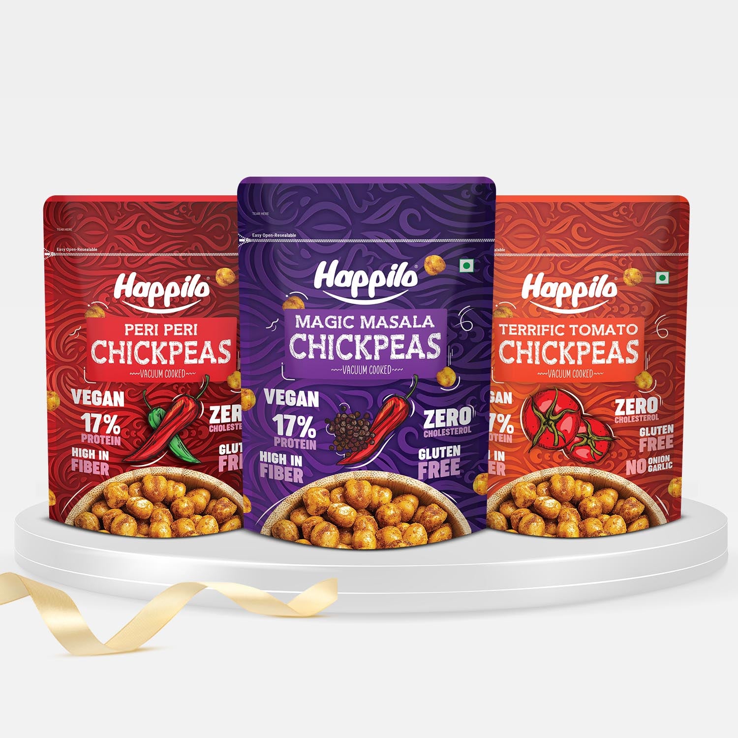 Chickpeas Super Snack Combo - Magic Masala, Peri Peri, Terrific Tomato 110g each