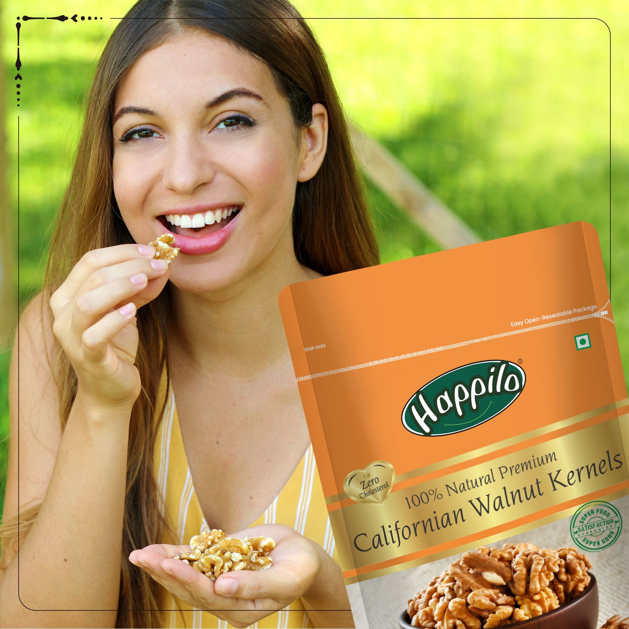 Happilo Premium International SuperMOM Trial Mix Combo 950g (California Walnut Kernels 200g, Omani Dates 250g & California Almonds 500g)