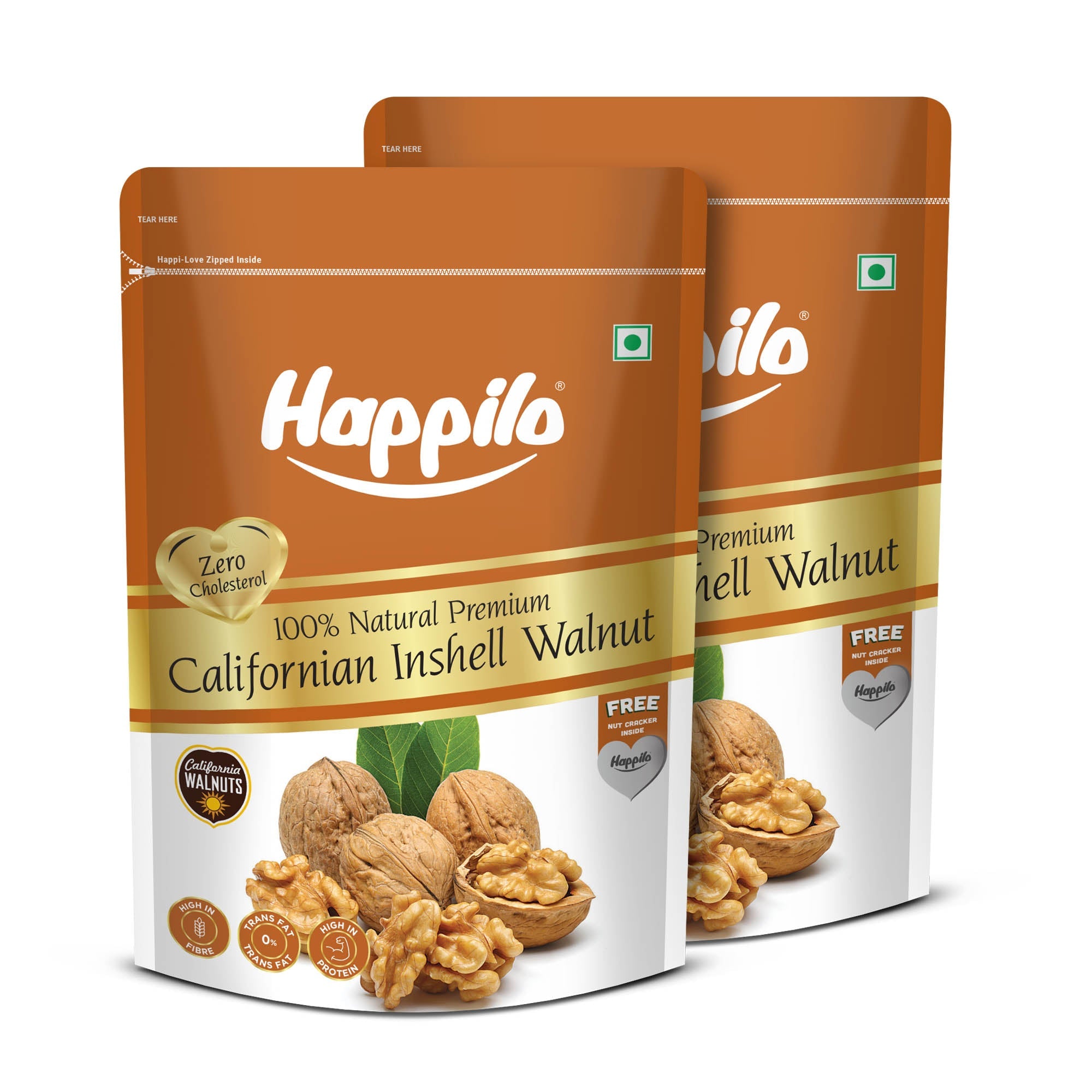 Happilo Premium Whole California Inshell Walnuts with Free Nut Cracker