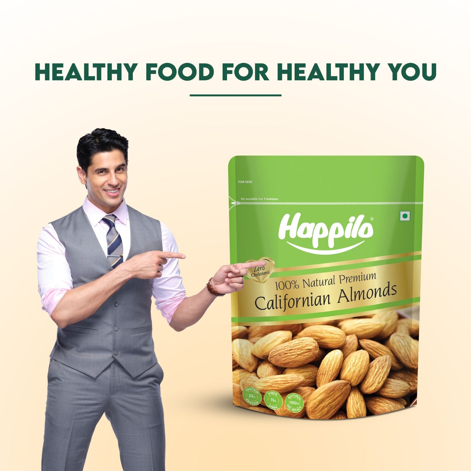 Happilo Premium Super Value Pack Combo 900g (Almond 450g & Cashew 450g)