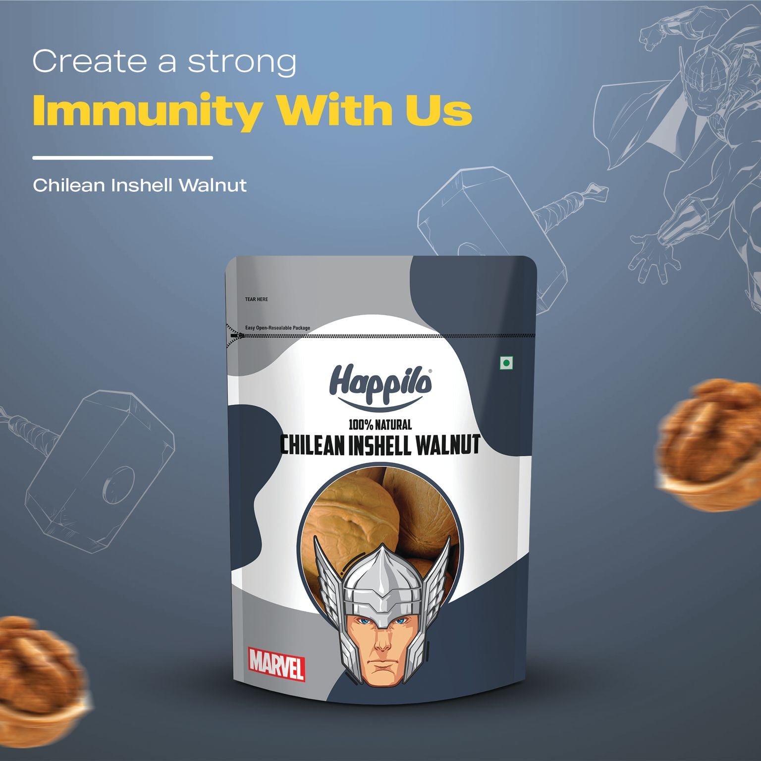 Happilo Marvel 100% Natural Chilean Inshell Walnut Kernels 500g