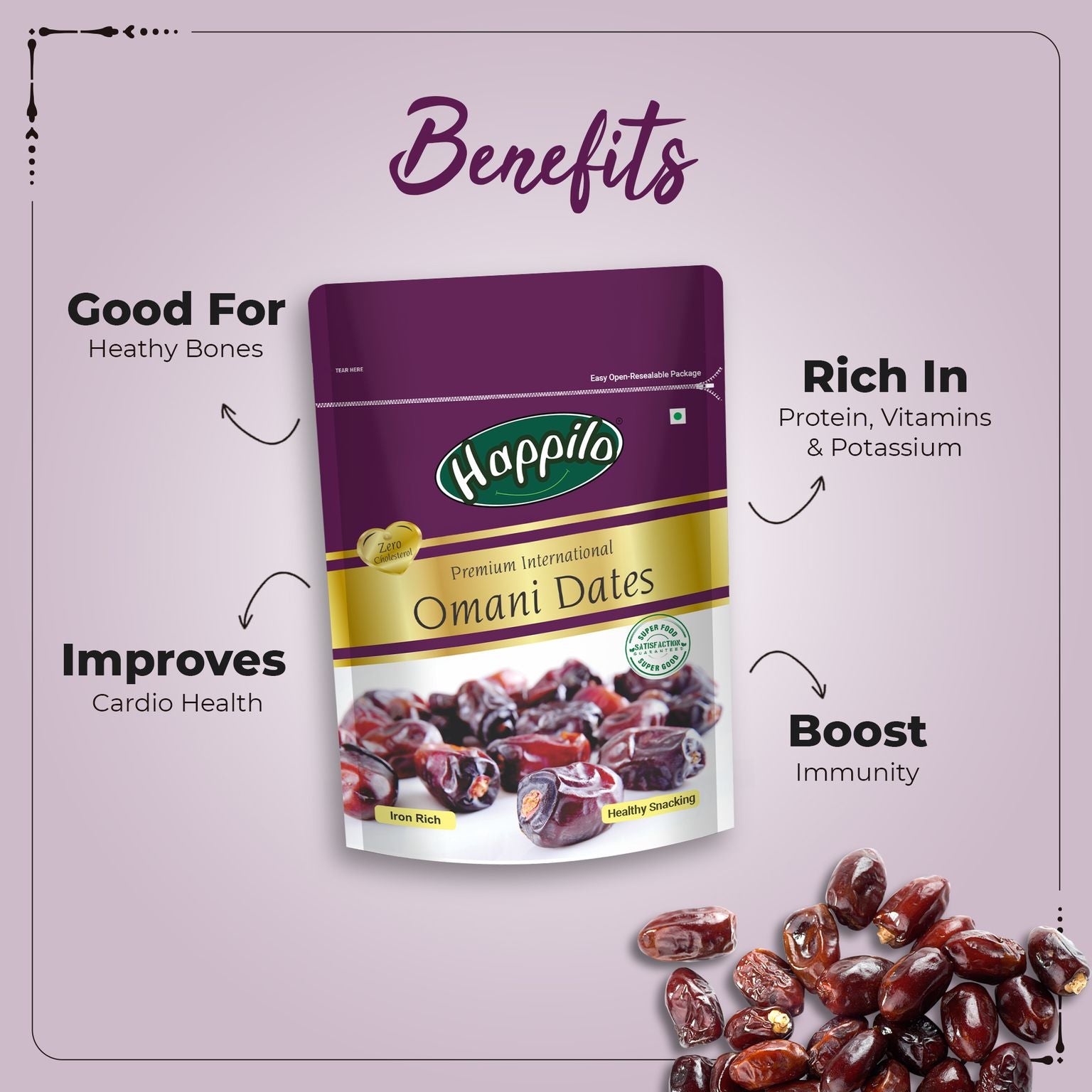 Happilo Premium International SuperMOM Trial Mix Combo 950g (California Walnut Kernels 200g, Omani Dates 250g & California Almonds 500g)