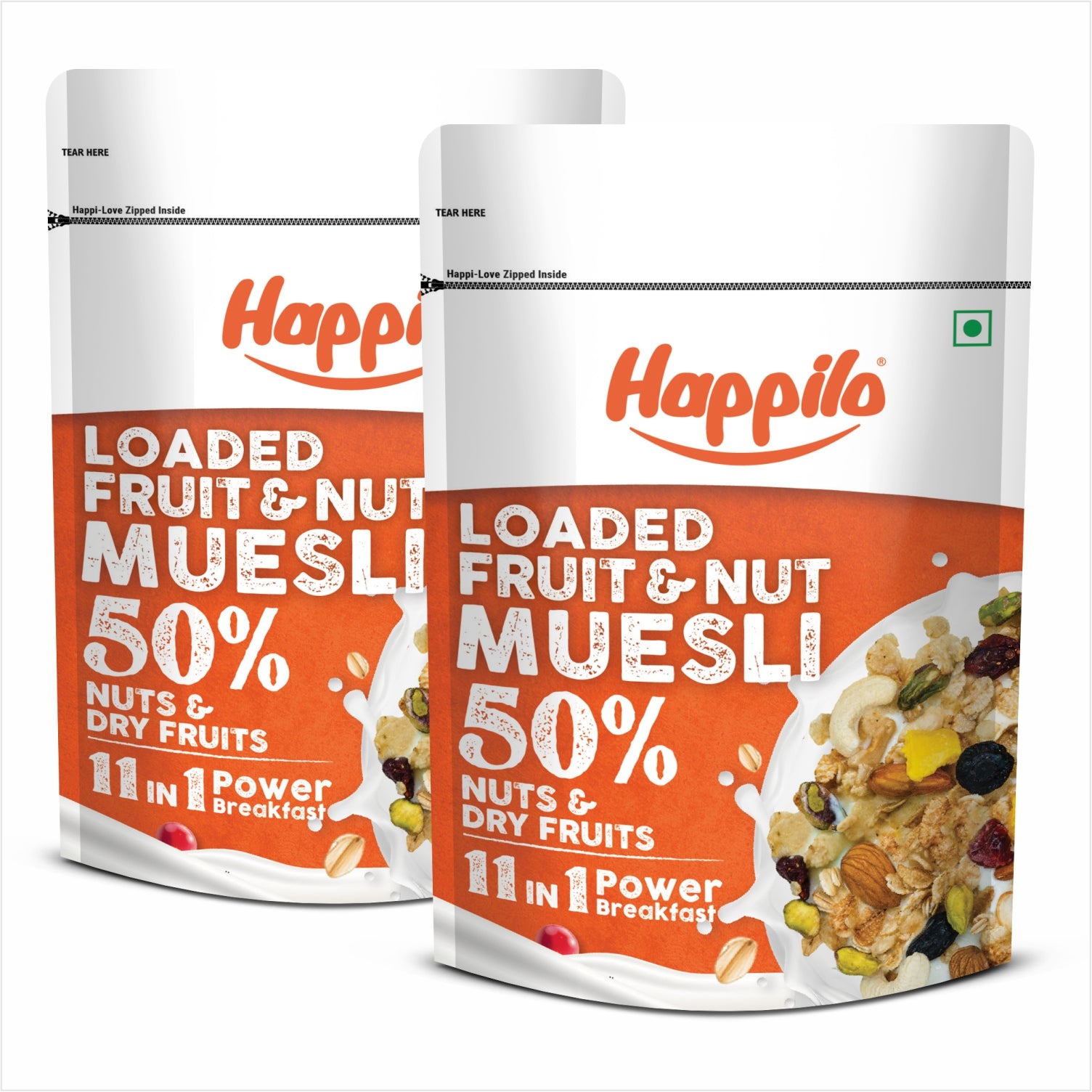 Happilo Loaded Fruit & Nuts Muesli 400g (Pack Of 2)