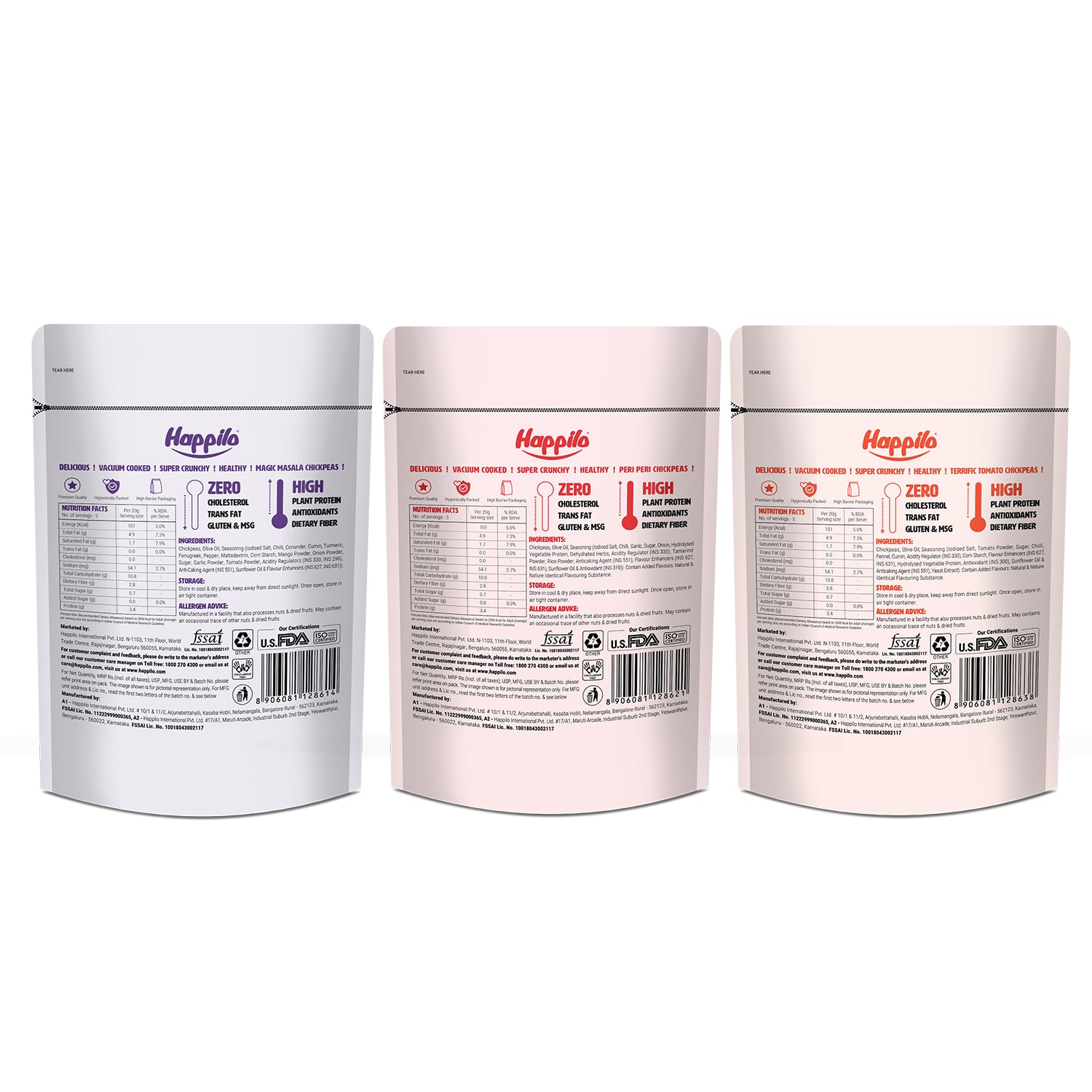 Chickpeas Super Snack Combo - Magic Masala, Peri Peri, Terrific Tomato 110g each