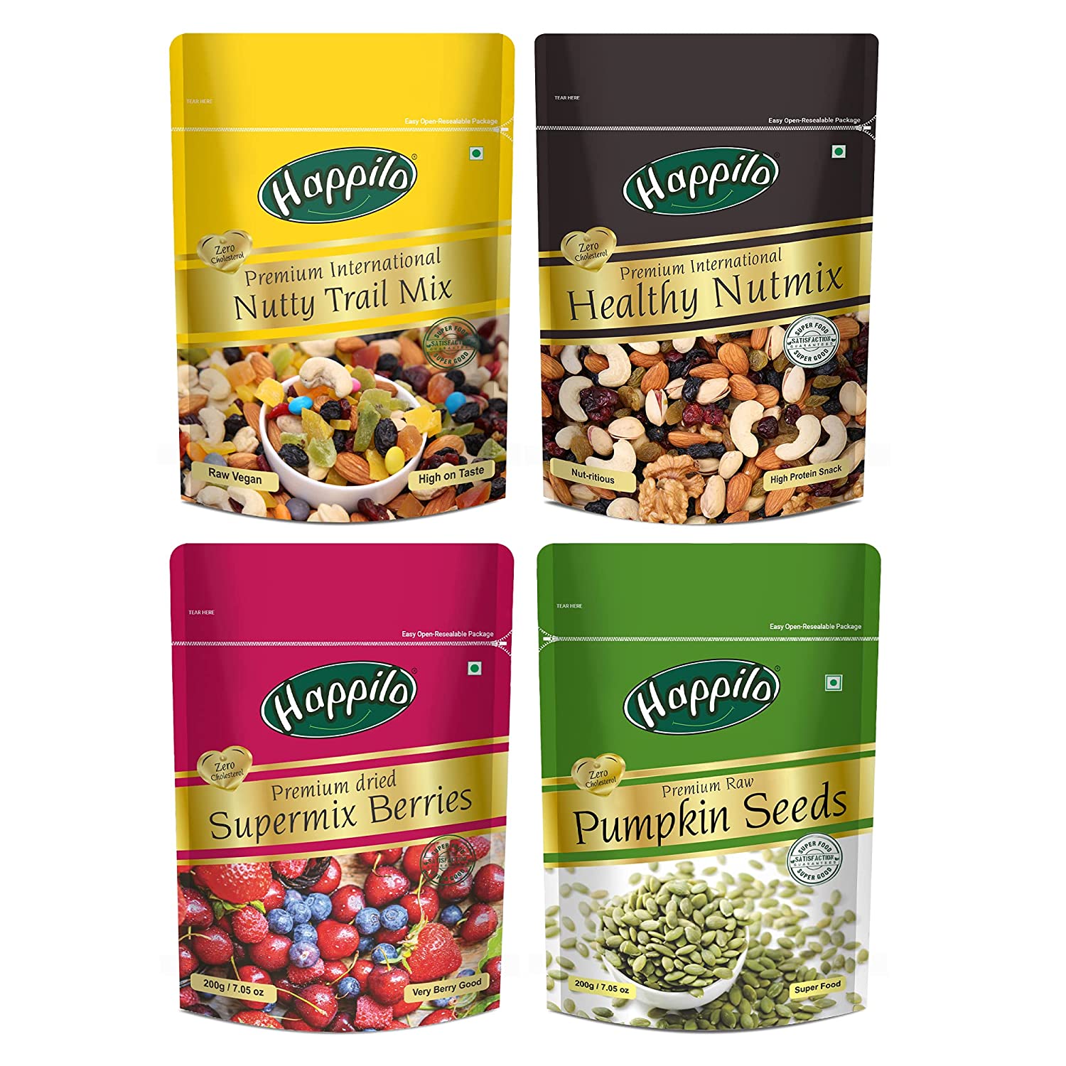 Happilo Premium Dry Fruits Combo (Trial Mix, Nut mix, Mix Berries, Pumpkin seeds 280g)