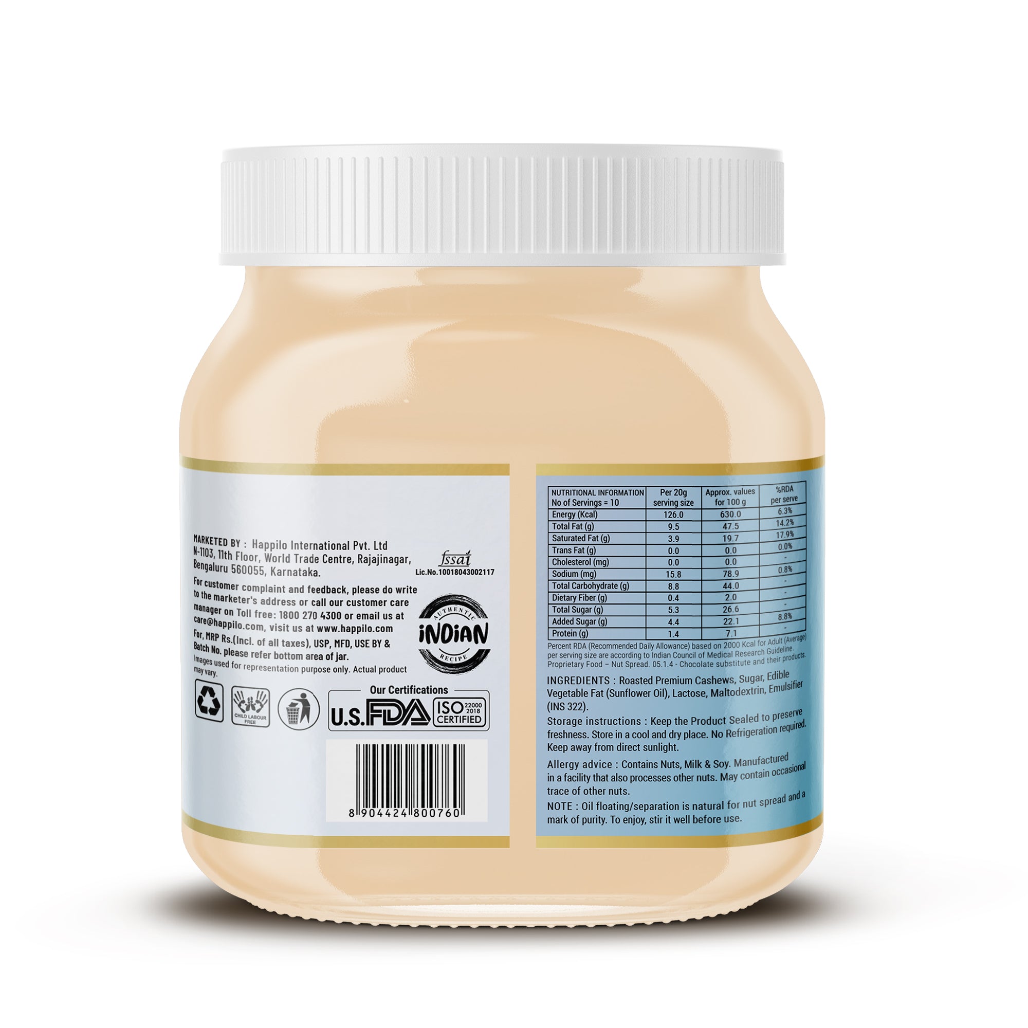 Happilo Premium Kaju Katli Spread 200g