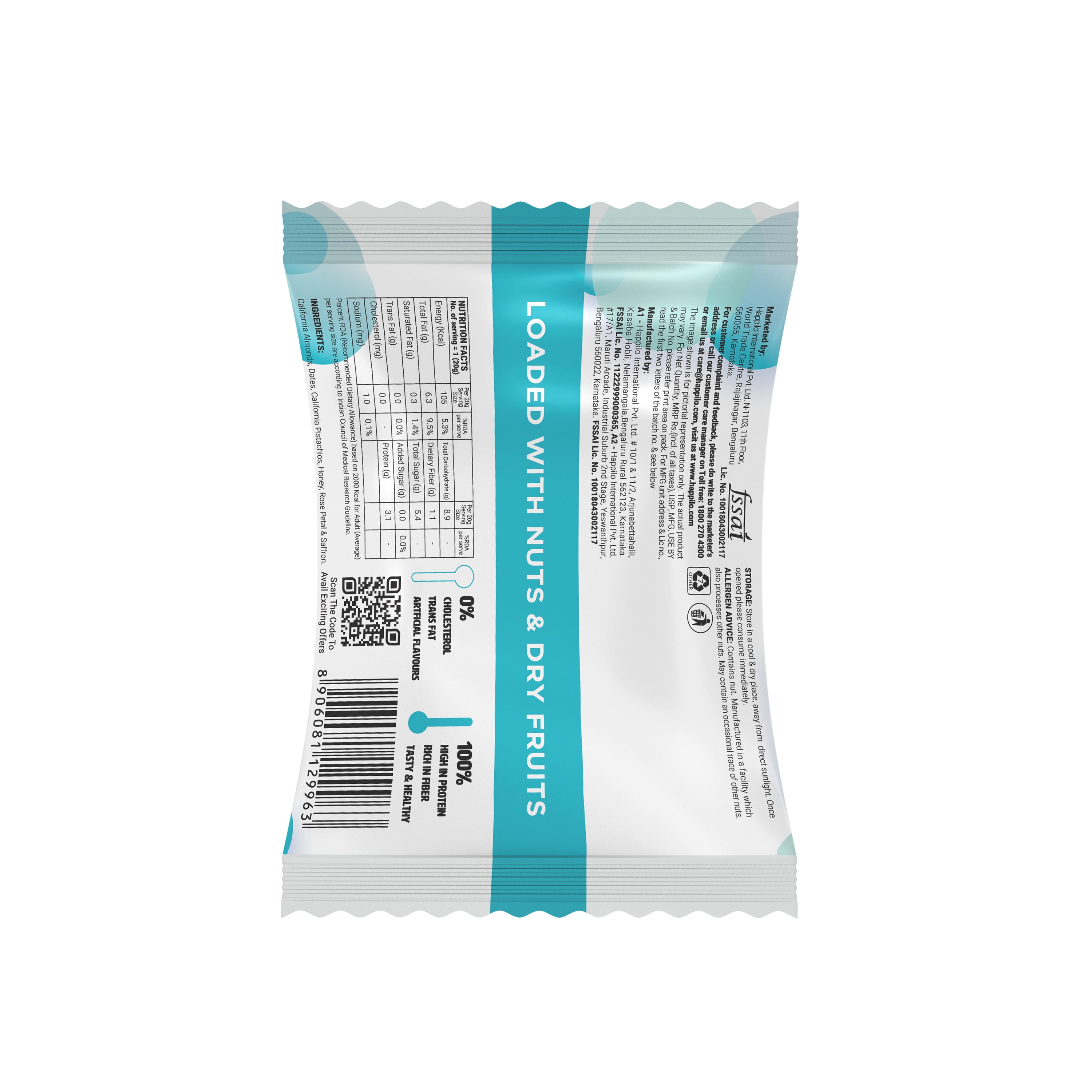 Happilo Premium Dry Fruit Barfi Celebration 200g (20gX10)
