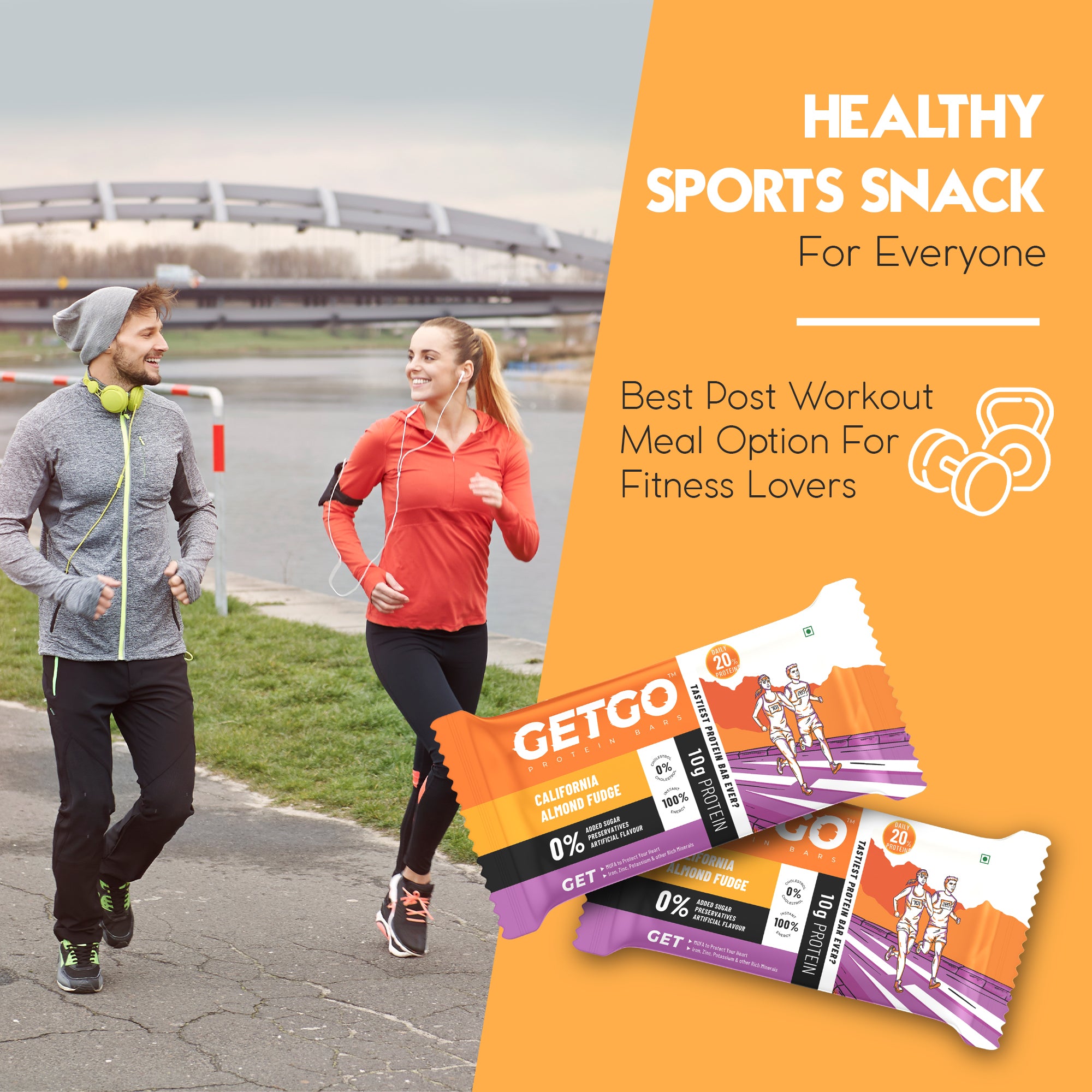GetGo California Almond Fudge Protein Bar 43g