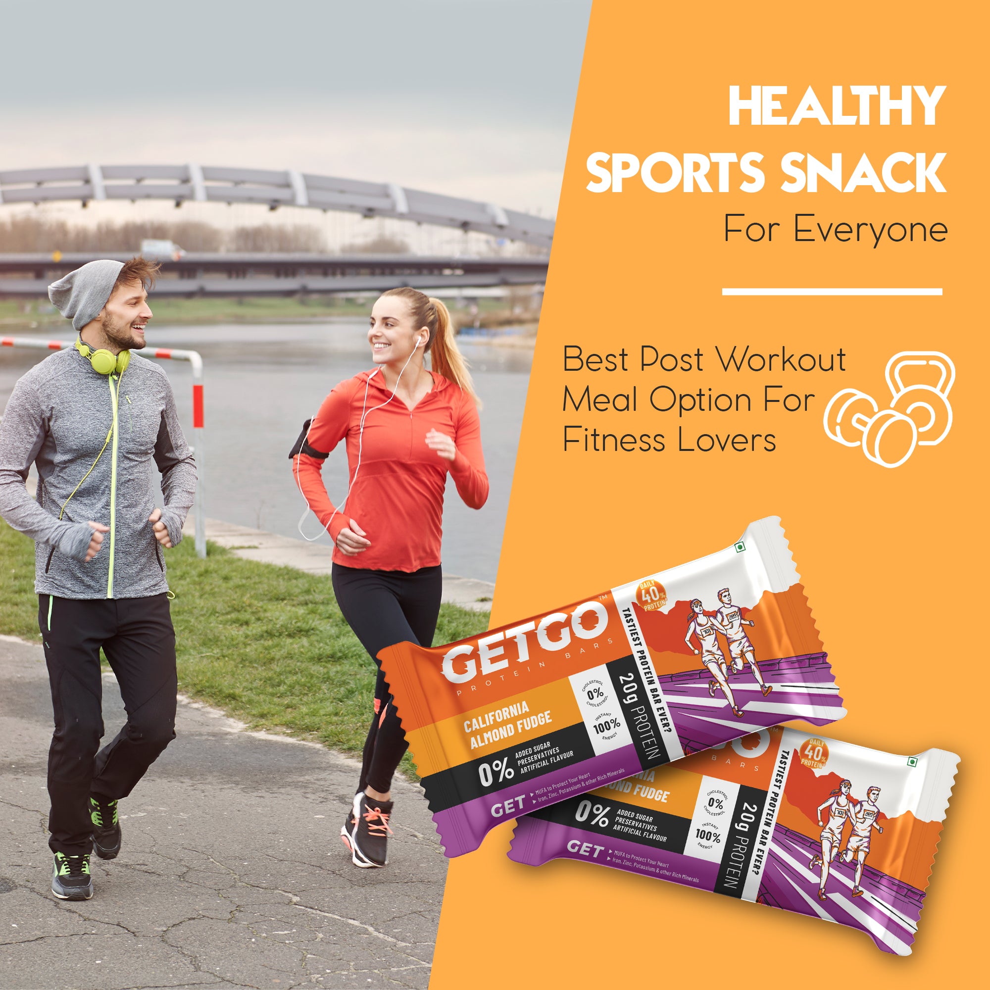 GetGo California Almond Fudge Protein Bar 85g