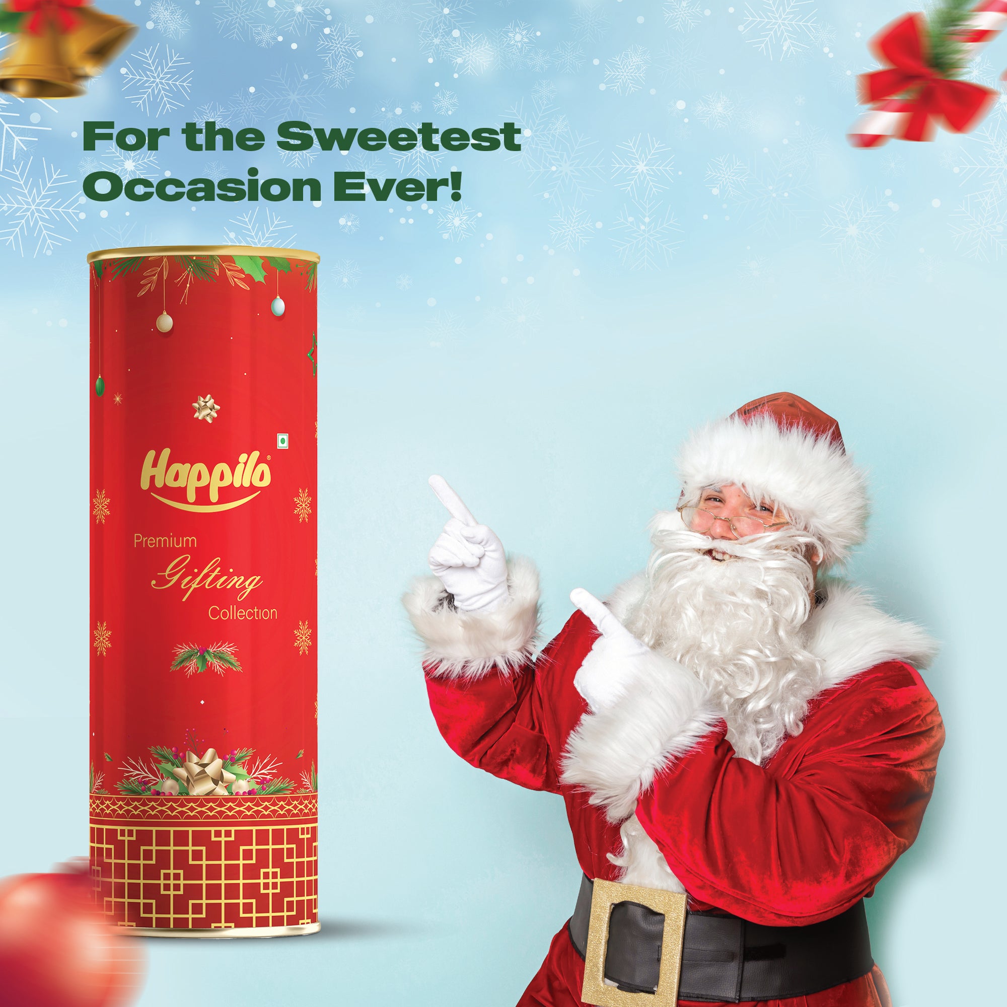 Happilo Xmas Reindeer Gift Box 268g, Christmas Gift Hampers with Roasted Almonds, Almond Brittle and Chickpeas for Friends and Family
