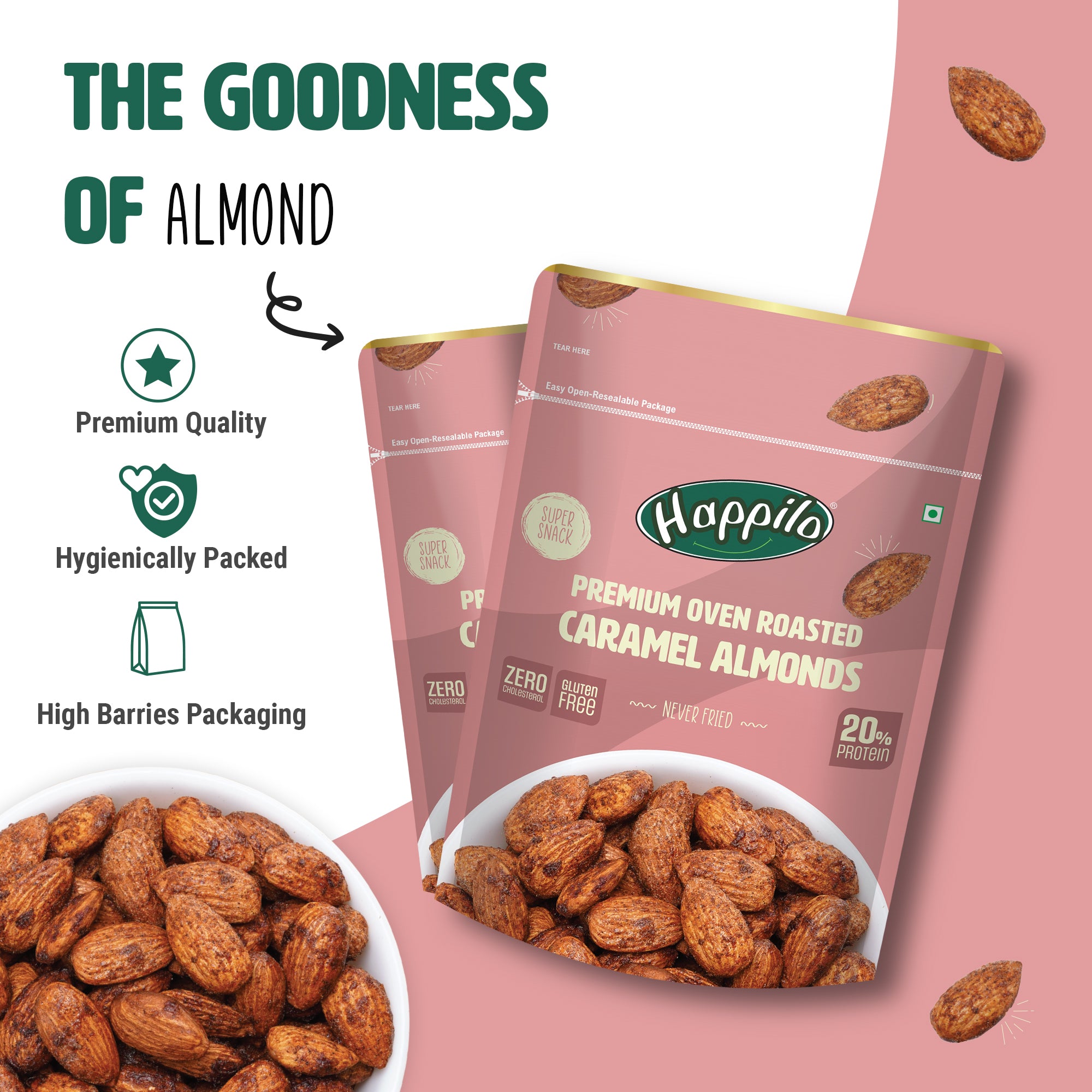 Happilo Premium Oven Roasted Californian Caramel Almonds