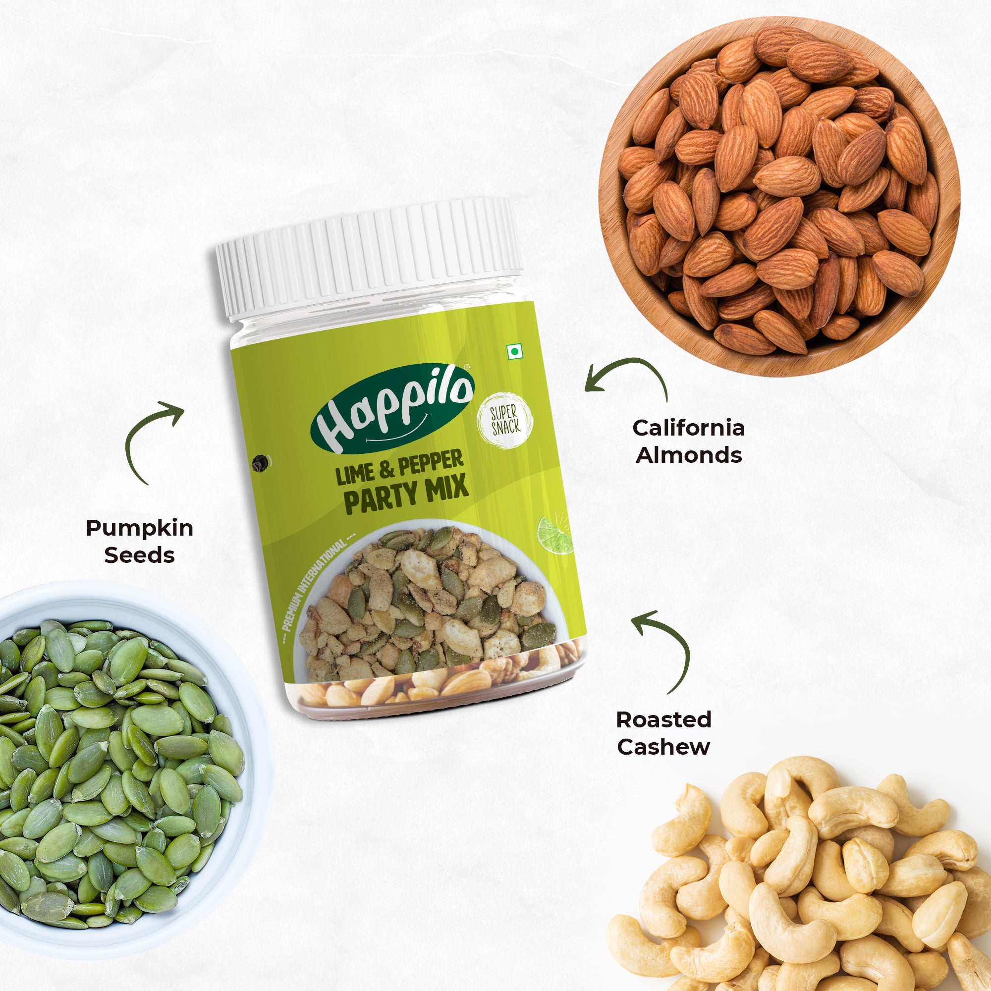 Happilo Premium International Lime & Pepper Party Mix 200g