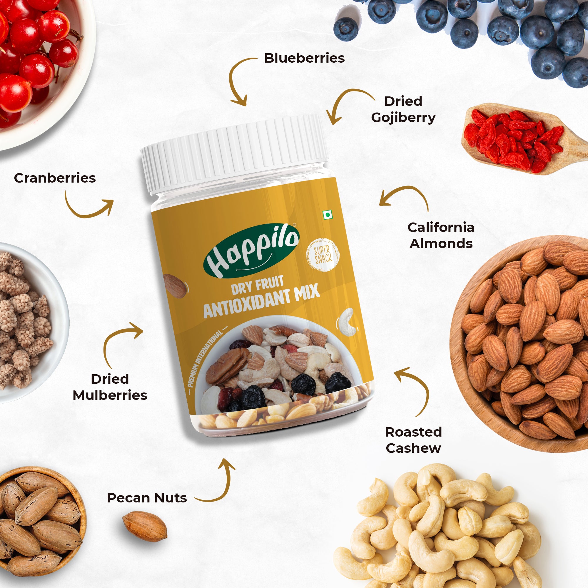 Happilo Premium International Dry Fruit Antioxidants Mix 200g