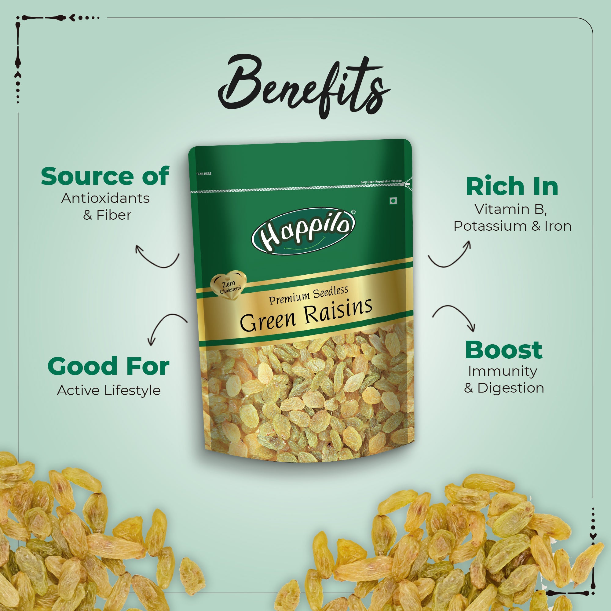 Happilo Premium Seedless Green Raisins