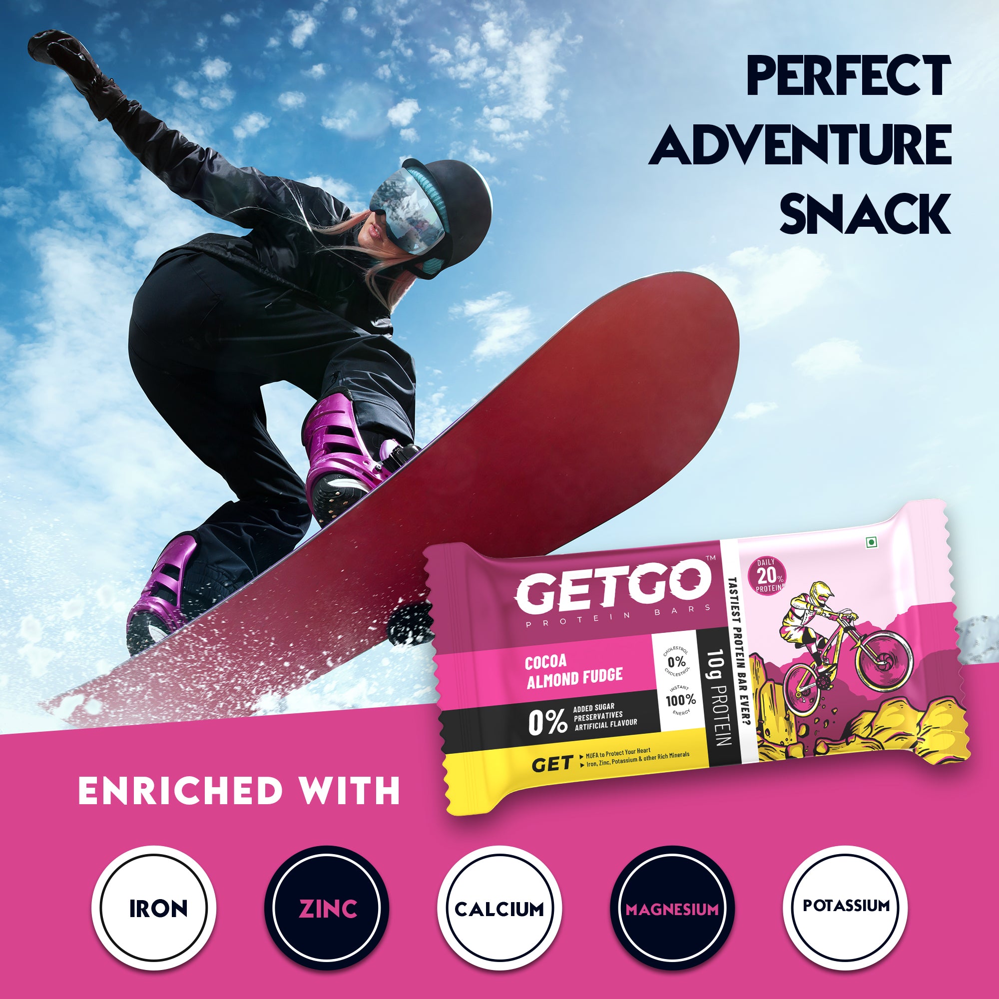 GetGo Cocoa Almond Fudge Protein Bar 43g
