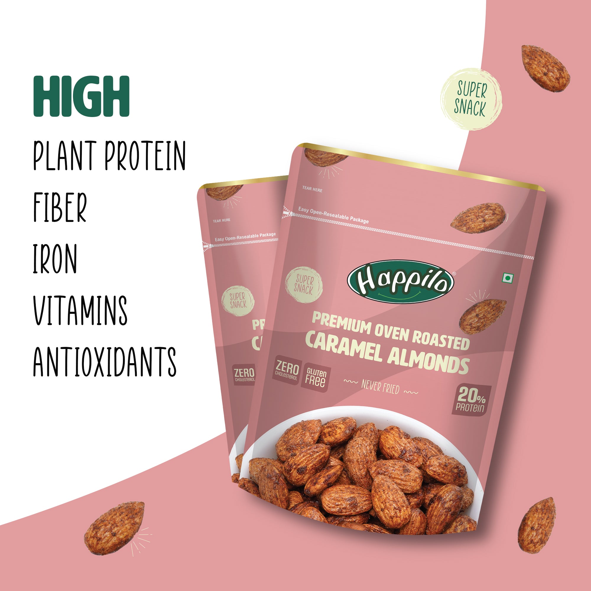 Happilo Premium Oven Roasted Californian Caramel Almonds