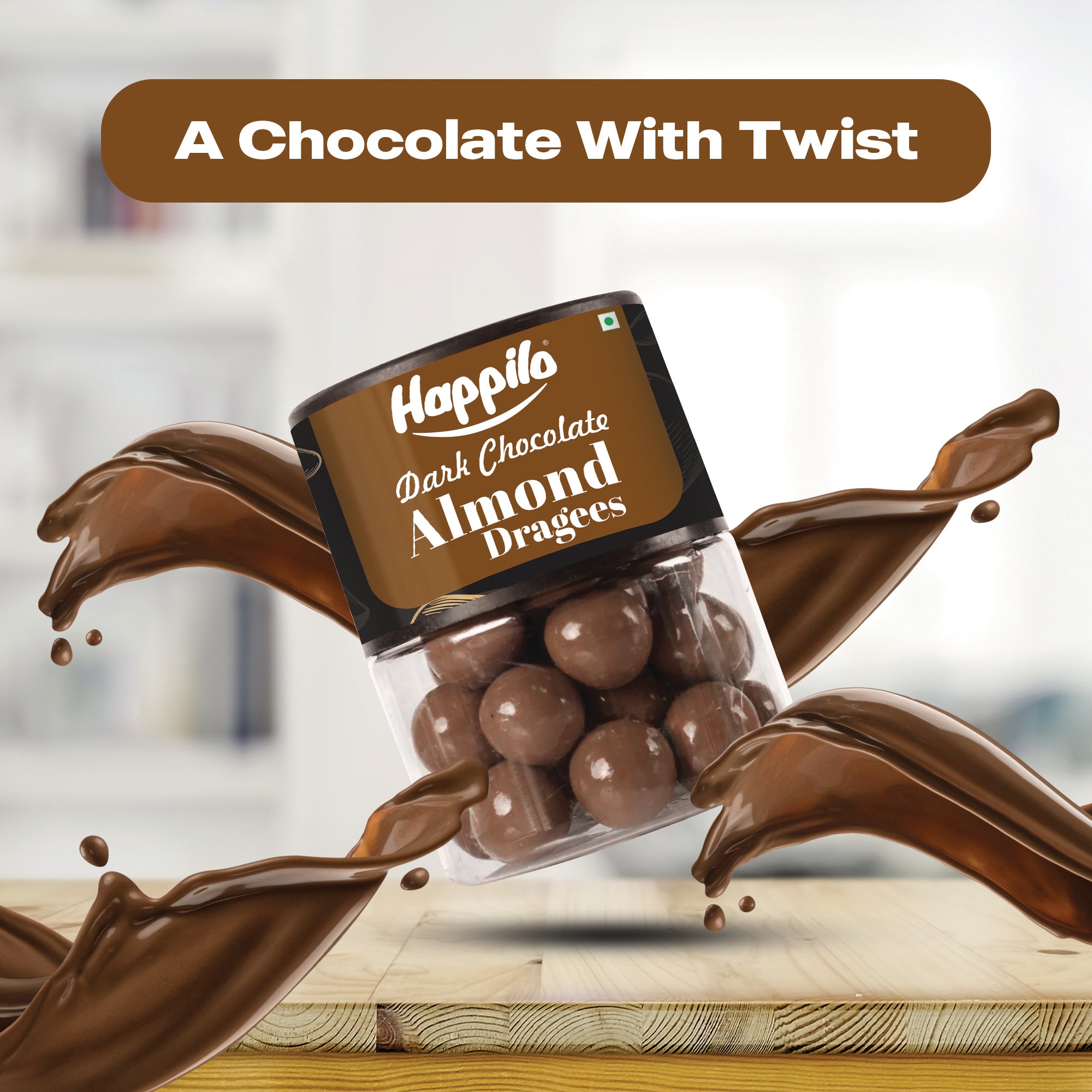 Happilo Premium Dark Chocolate Almond Dragees 90g