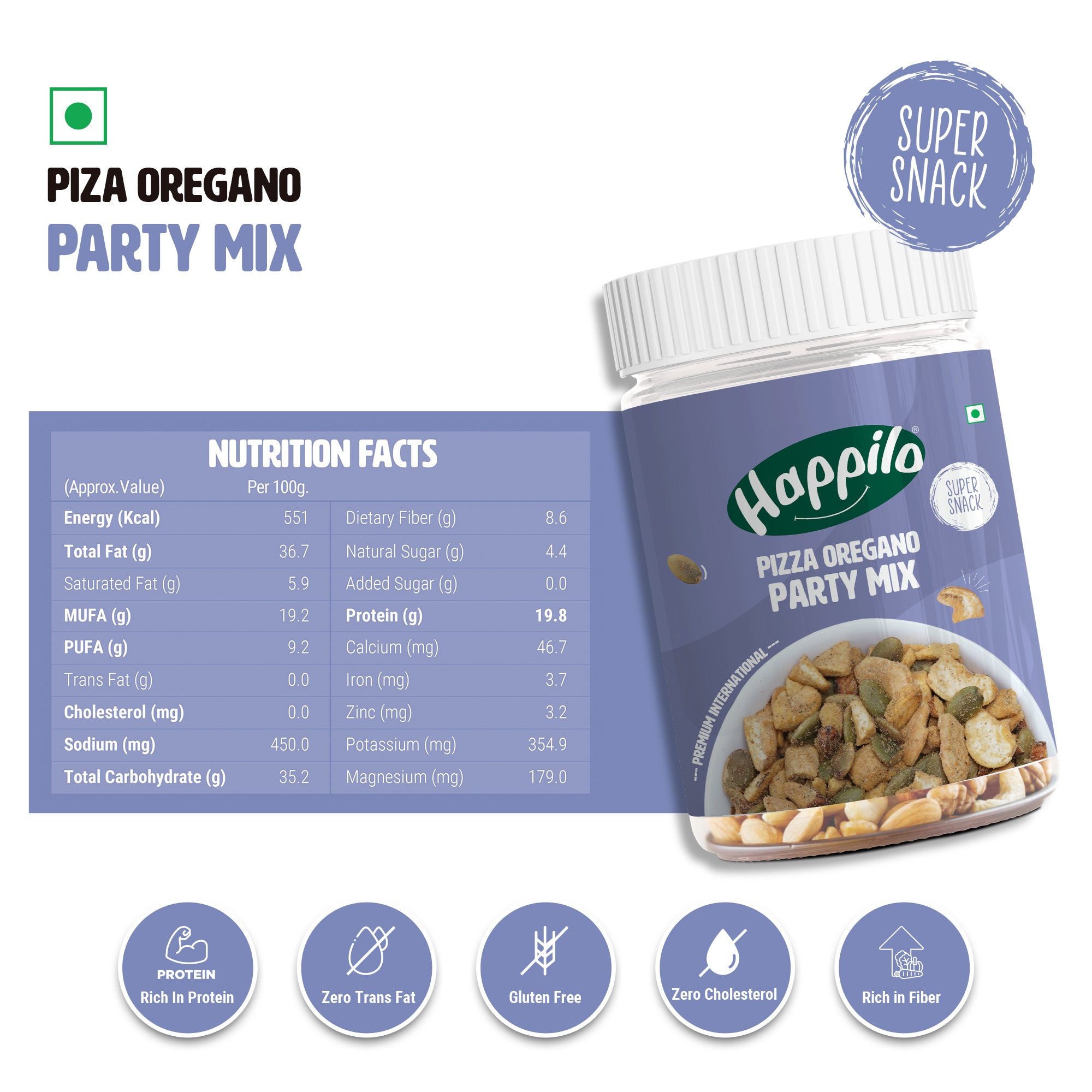 Happilo Premium International Pizza Oregano Party Mix 200g