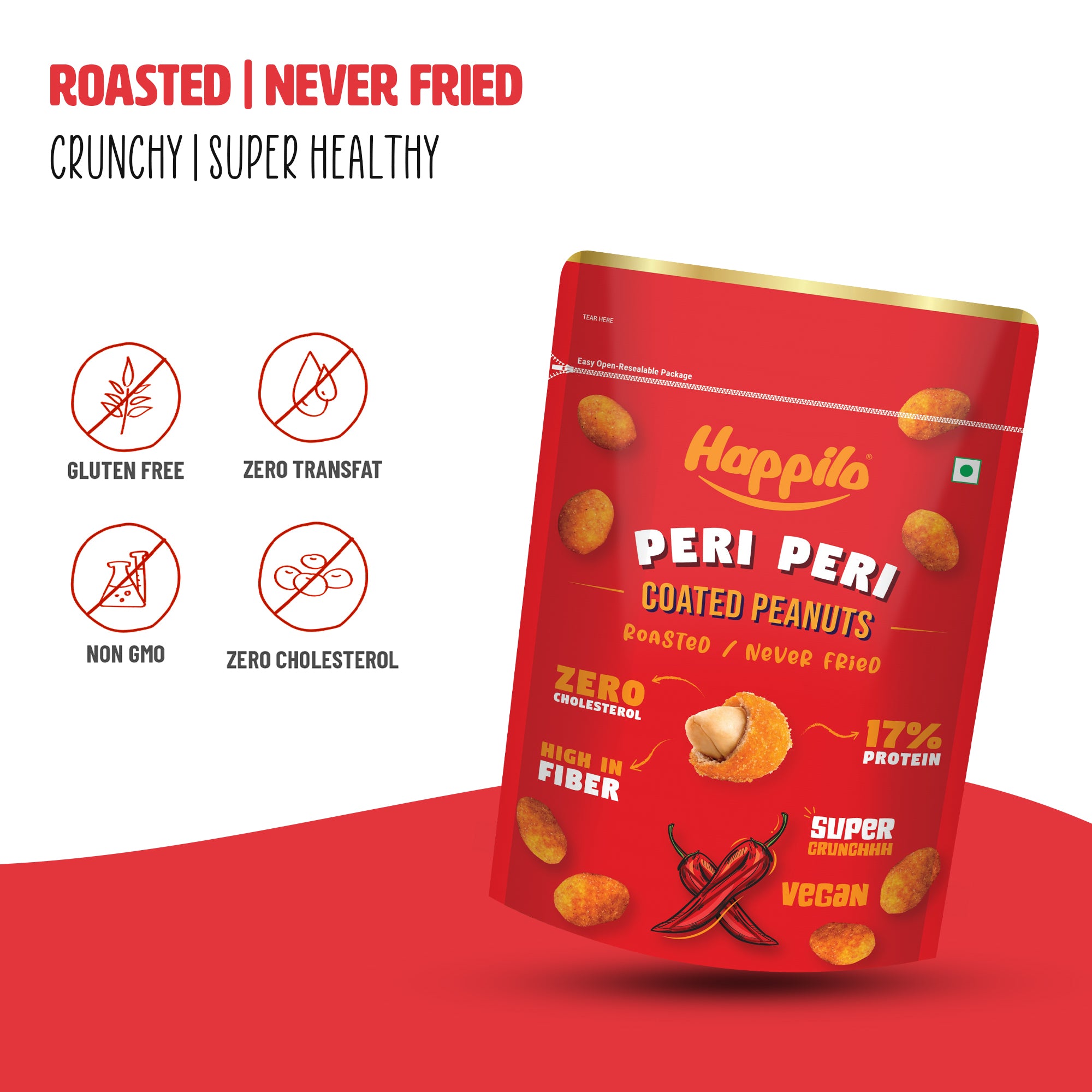 Happilo Peanut Super Combo Snack 150g each, Perky Pudhina Peanut, Magic Masala Peanut, Peri Peri Peanut