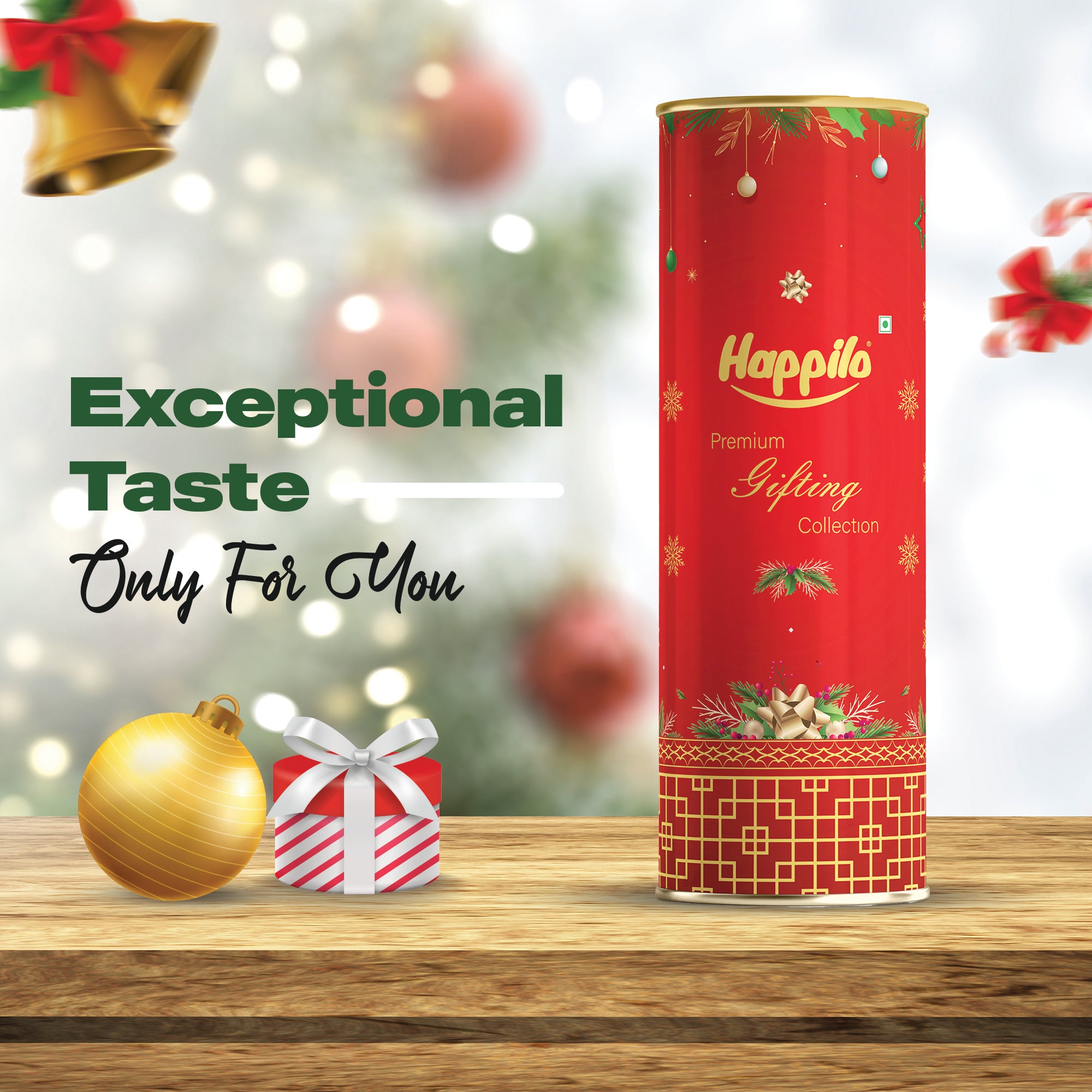 Happilo Xmas Reindeer Gift Box 268g, Christmas Gift Hampers with Roasted Almonds, Almond Brittle and Chickpeas for Friends and Family