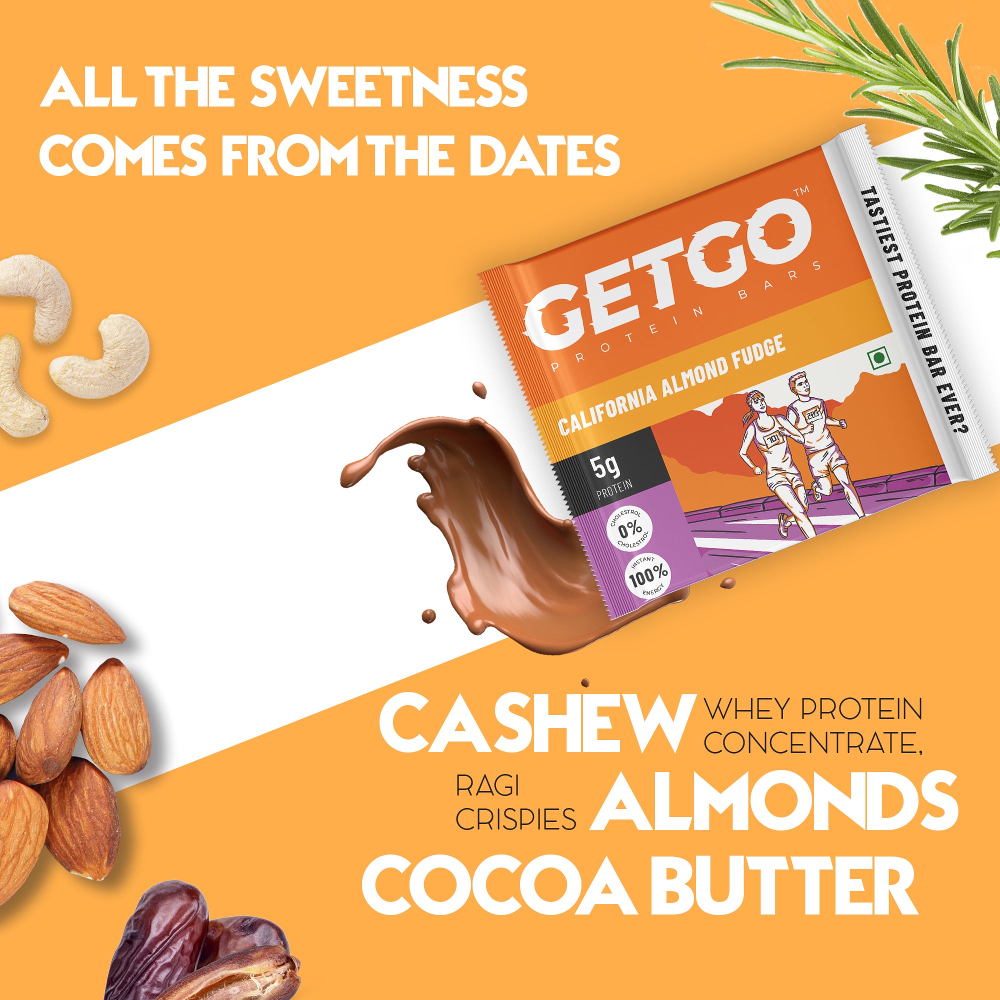GetGo California Almond Fudge Protein Bar 22g