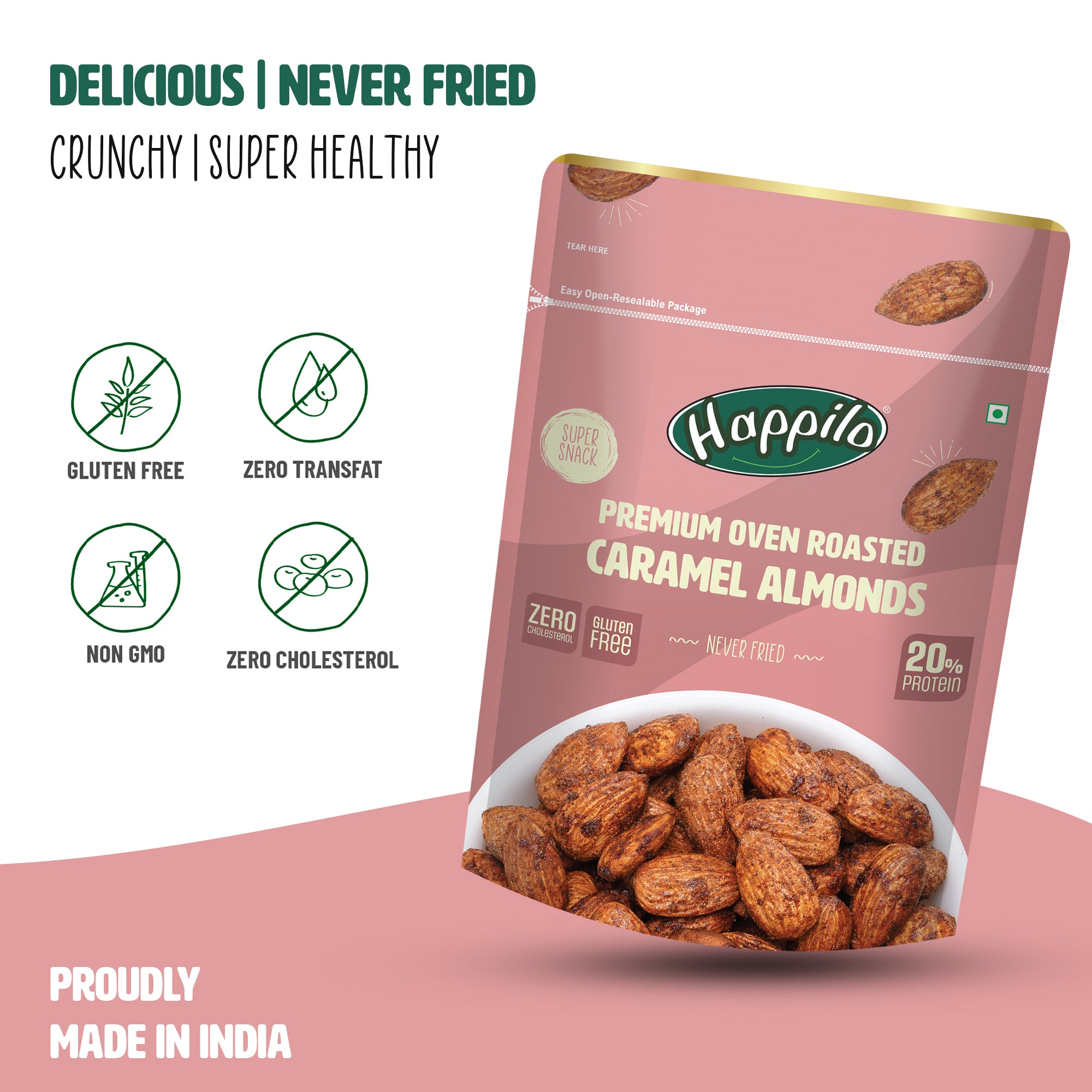 Happilo Premium Oven Roasted Californian Caramel Almonds