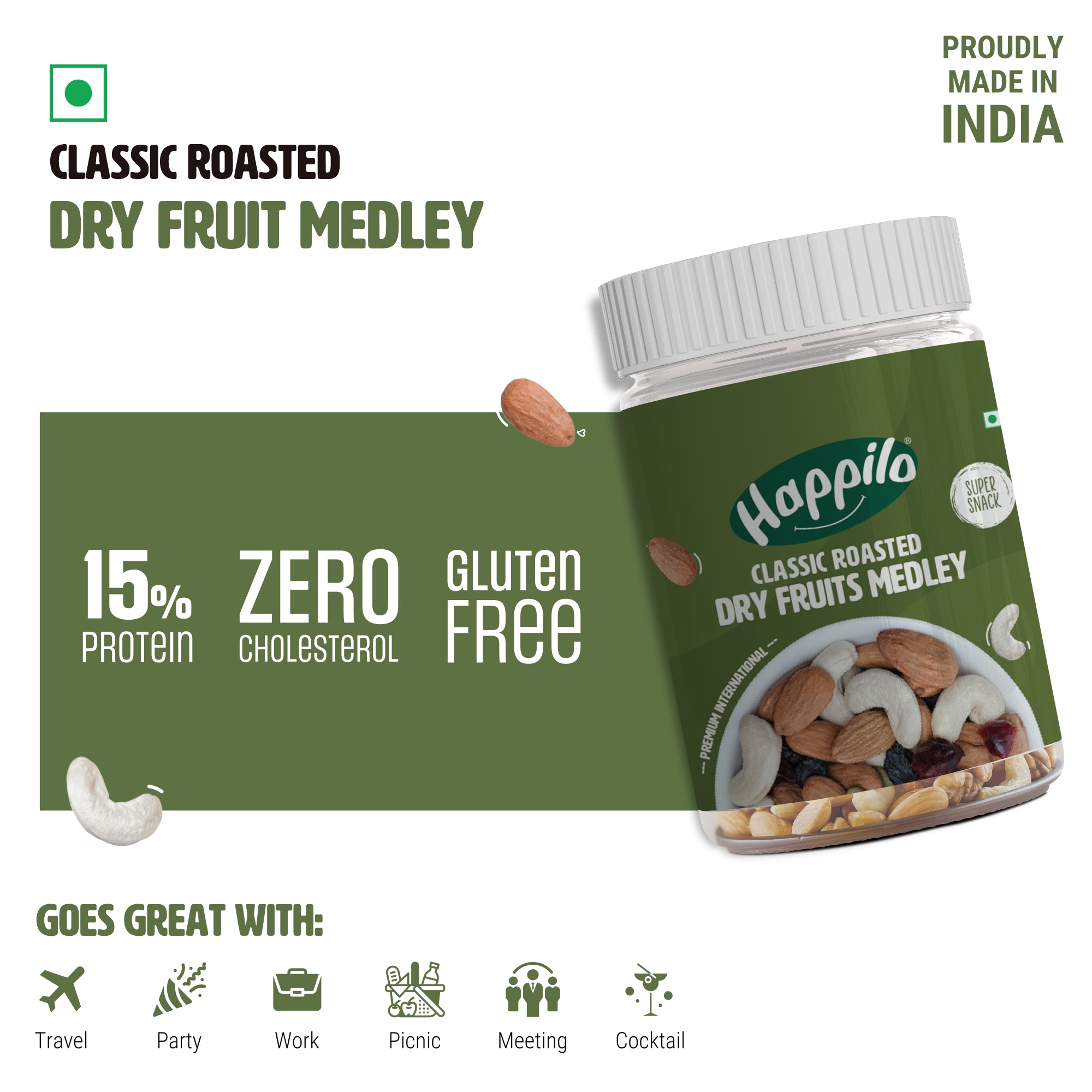 Happilo Premium International Classic Roasted Dry Fruits Medley 200g