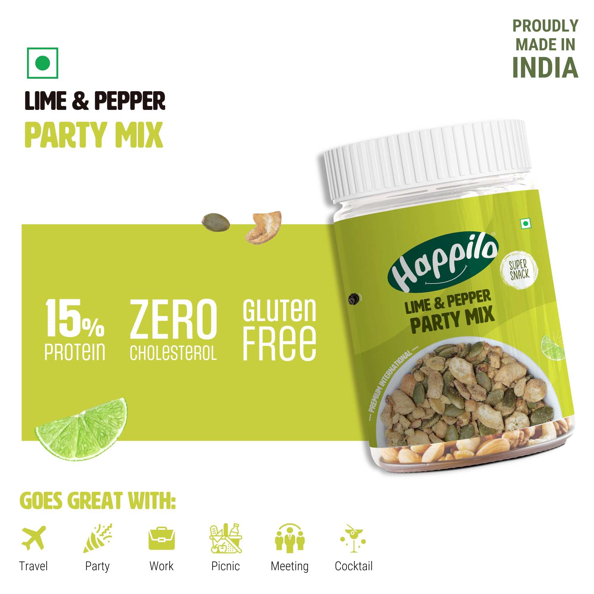 Happilo Premium International Lime & Pepper Party Mix 200g