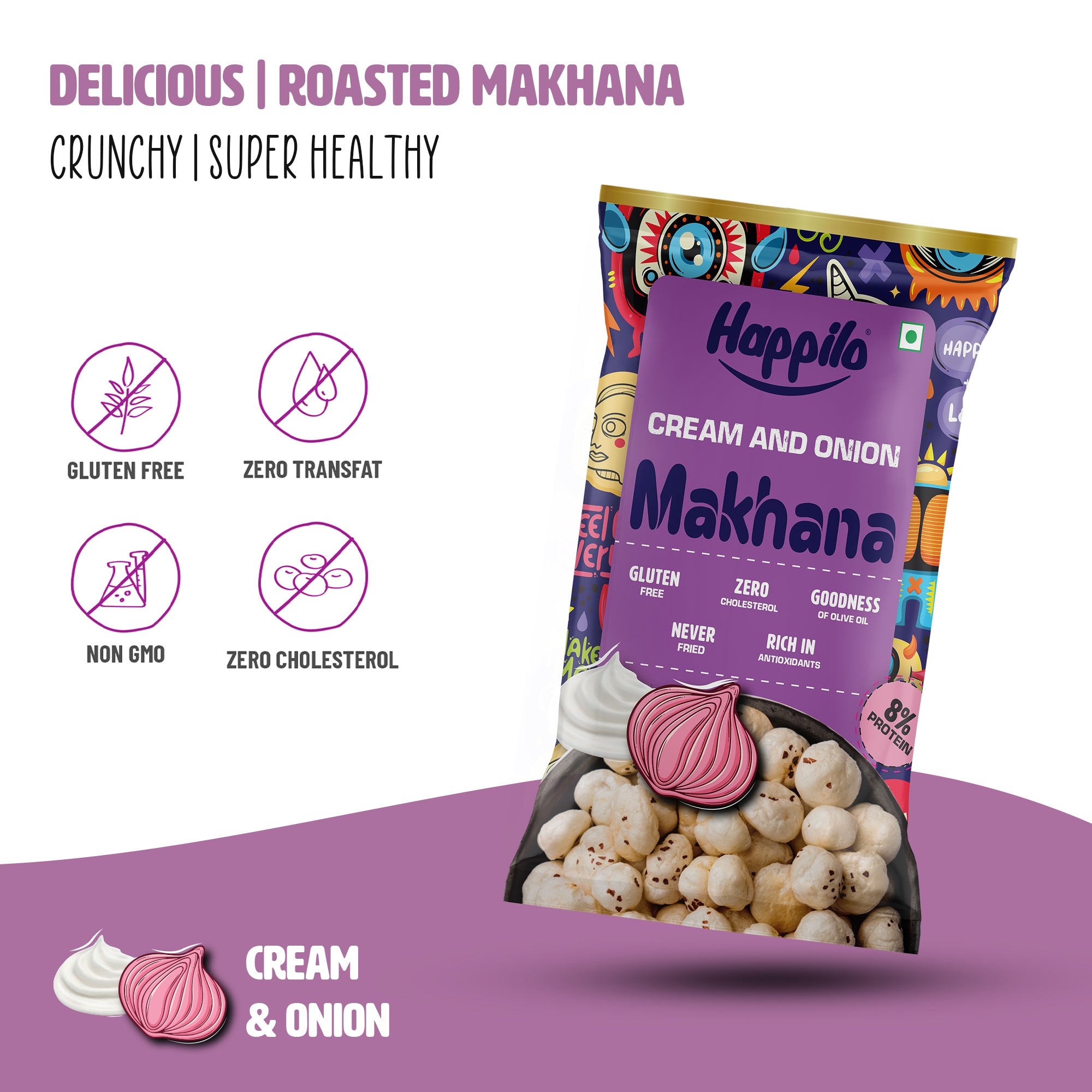Happilo Premium Super Snack Makhana Cream & Onion