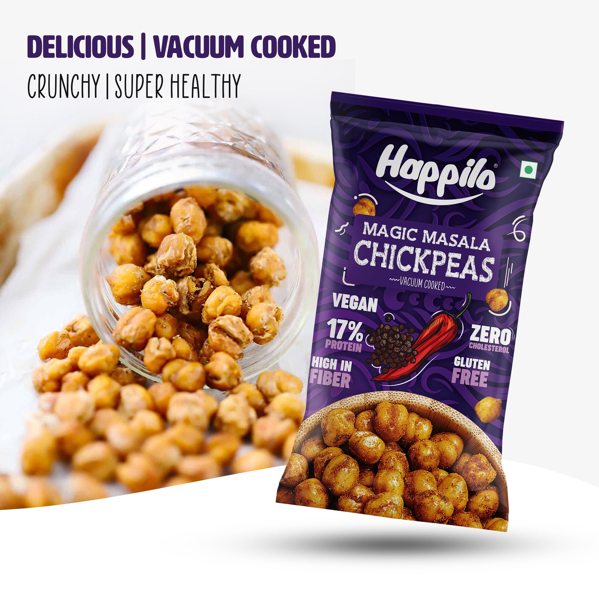 Happilo Premium Super Snack Magic Masala Chickpeas 20g, Crunchy and Delicious, Super Healthy