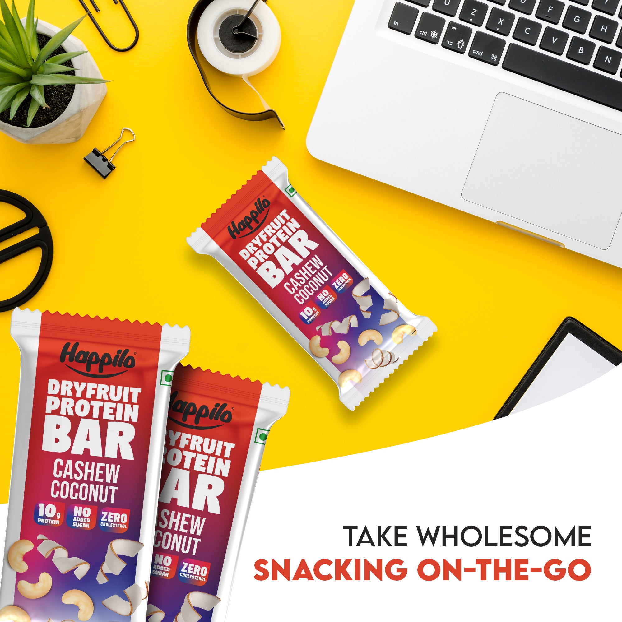Happilo Dry Fruit Cashew Coconut Protein Bar 45g (Pack of 6)