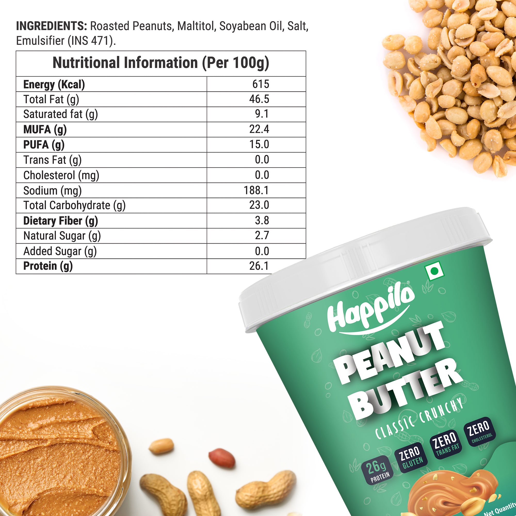 Happilo Classic Peanut Butter Crunchy 1kg