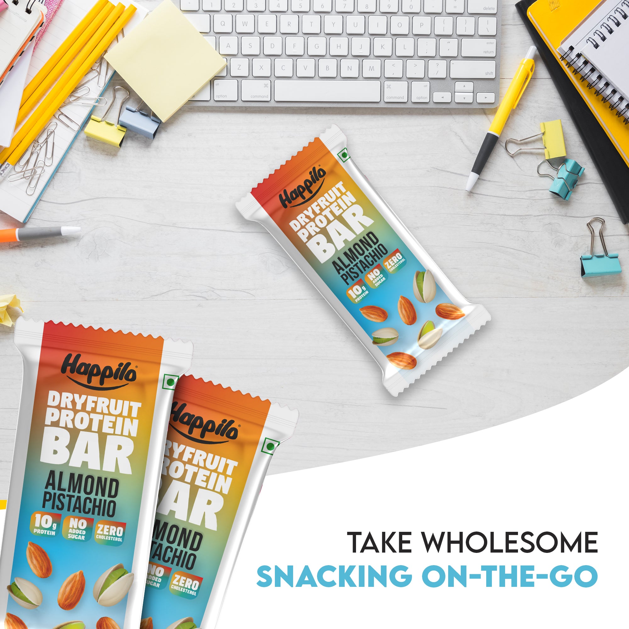 Happilo Dry Fruit Almond Pistachio Protein Bar 45g (Pack of 6)