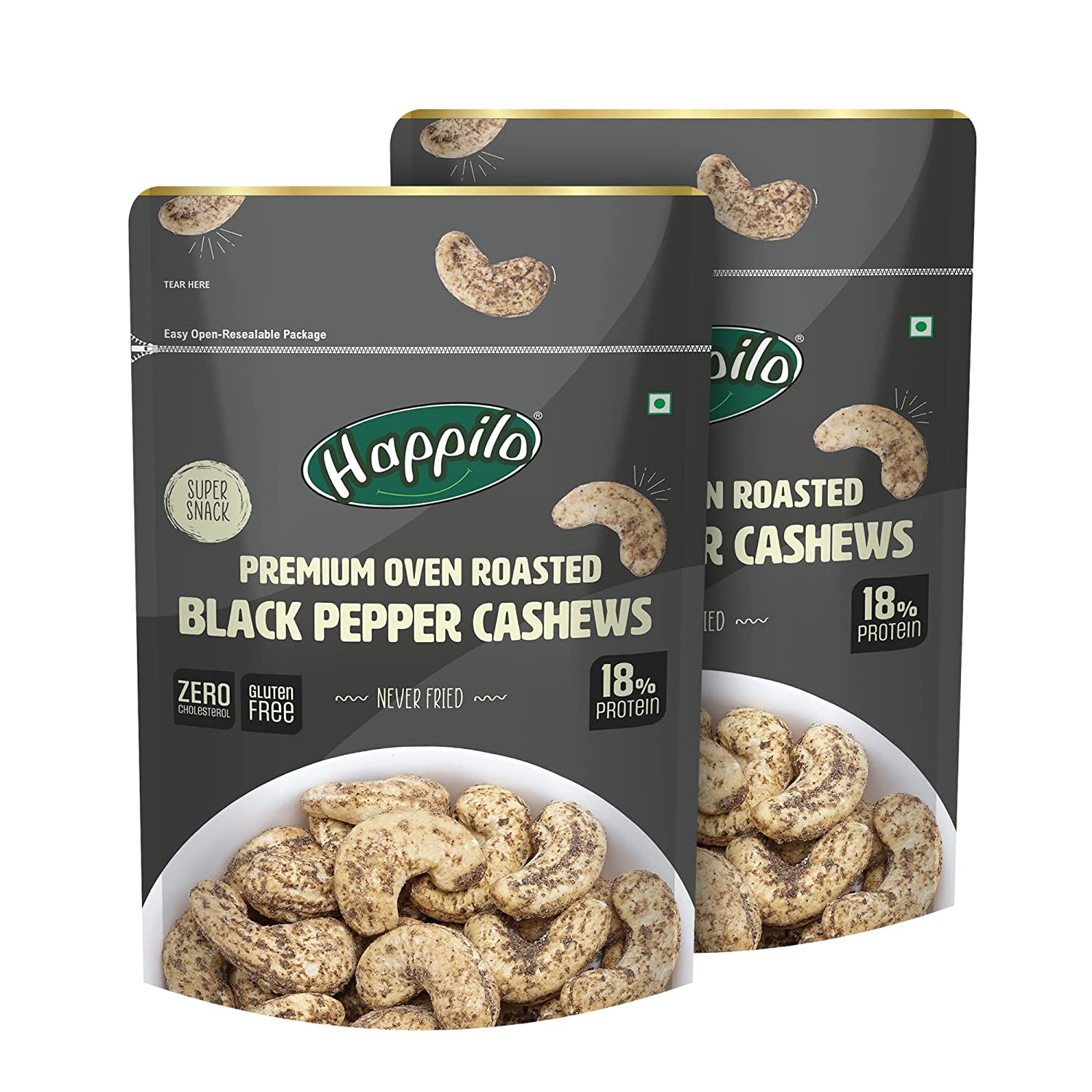 Happilo Premium Oven Roasted Cashews - Black Pepper