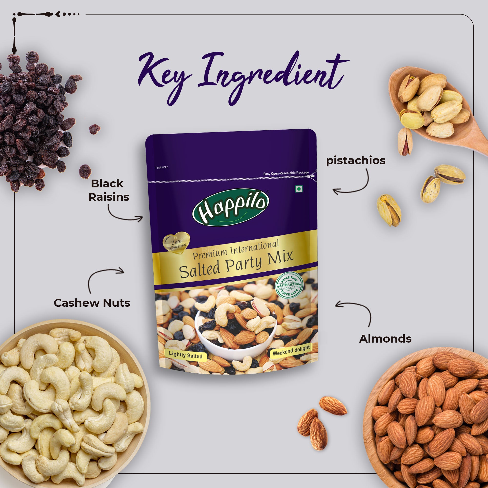 Happilo Chickpeas, Peanut, Makhana and Party Mix Combo 1160g