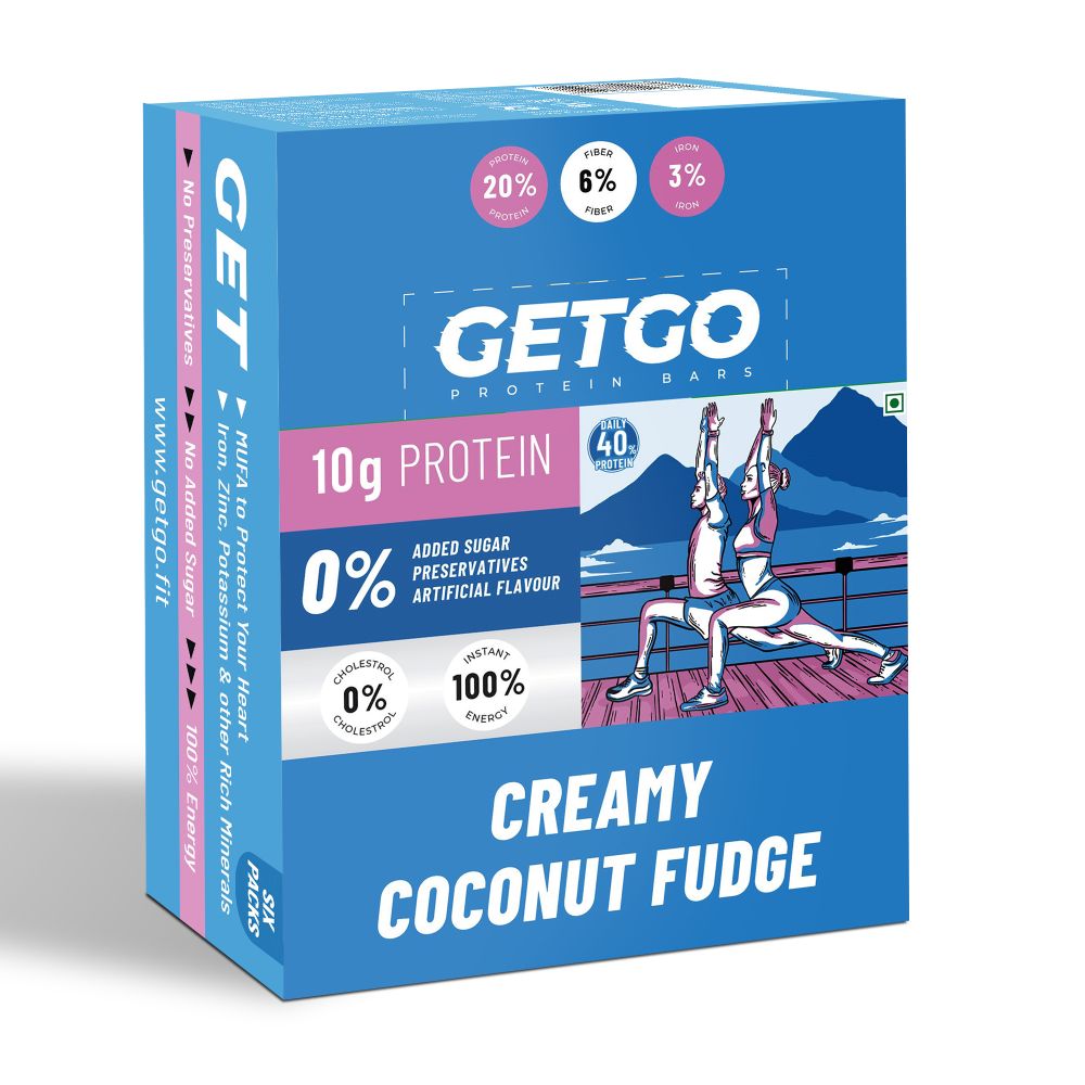 GetGo Indian Creamy Coconut Fudge Protein Bar 43g