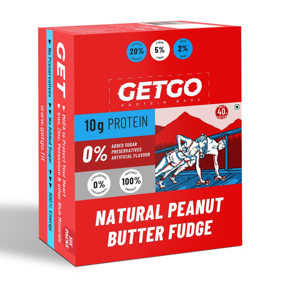 GetGo Natural Peanut Butter Fudge Protein Bar 43g