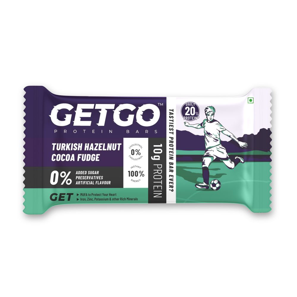 GetGo Protein Bars Assorted 258g (43g each Pack of 6), California Almond Fudge, California Pistachio Fudge, Turkish Hazelnut Cocoa Fudge, Cocoa Almond Fudge, Indian Creamy Coconut Fudge, Natural Peanut Butter Fudge