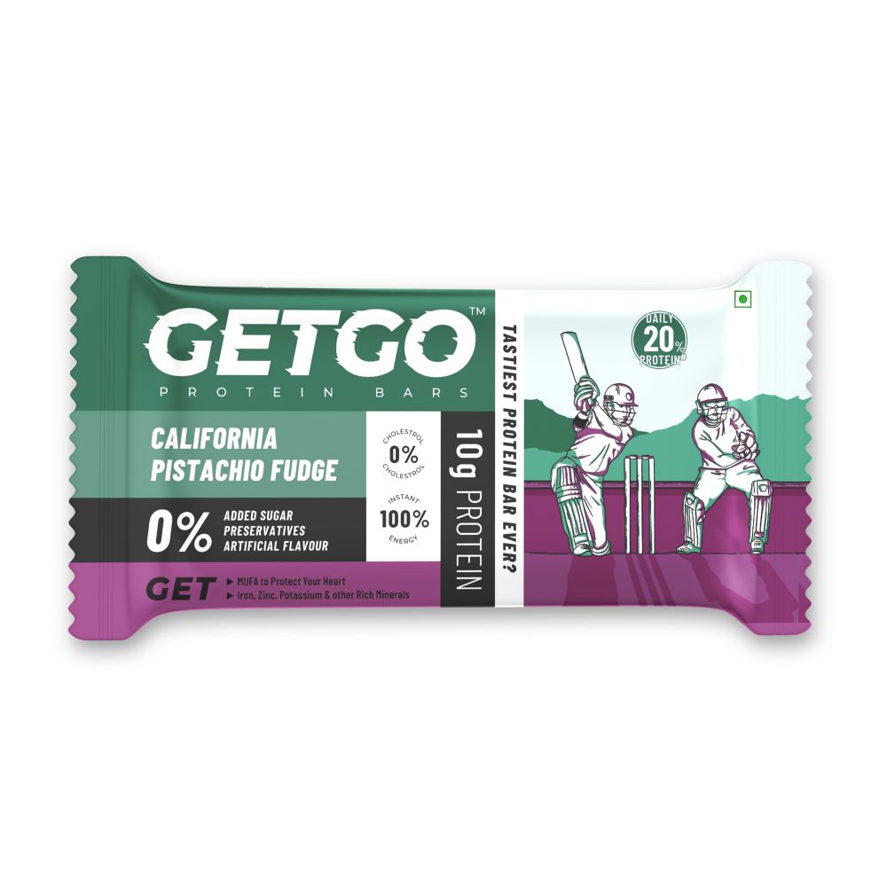 GetGo Protein Bars Assorted 258g (43g each Pack of 6), California Almond Fudge, California Pistachio Fudge, Turkish Hazelnut Cocoa Fudge, Cocoa Almond Fudge, Indian Creamy Coconut Fudge, Natural Peanut Butter Fudge