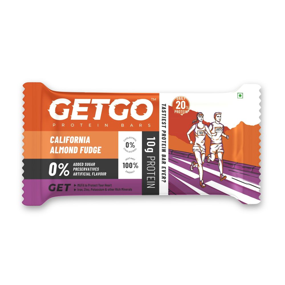 GetGo Protein Bars Assorted 258g (43g each Pack of 6), California Almond Fudge, California Pistachio Fudge, Turkish Hazelnut Cocoa Fudge, Cocoa Almond Fudge, Indian Creamy Coconut Fudge, Natural Peanut Butter Fudge
