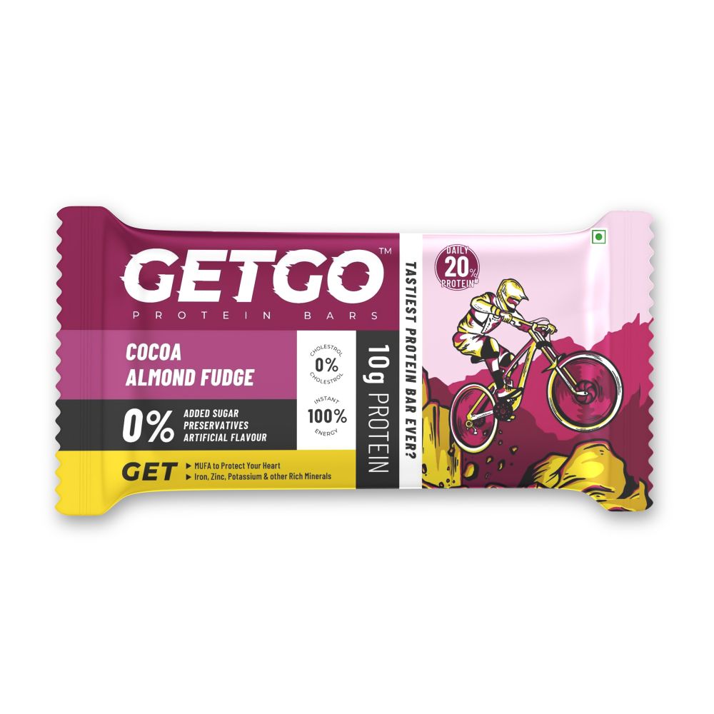 GetGo Protein Bars Assorted 258g (43g each Pack of 6), California Almond Fudge, California Pistachio Fudge, Turkish Hazelnut Cocoa Fudge, Cocoa Almond Fudge, Indian Creamy Coconut Fudge, Natural Peanut Butter Fudge