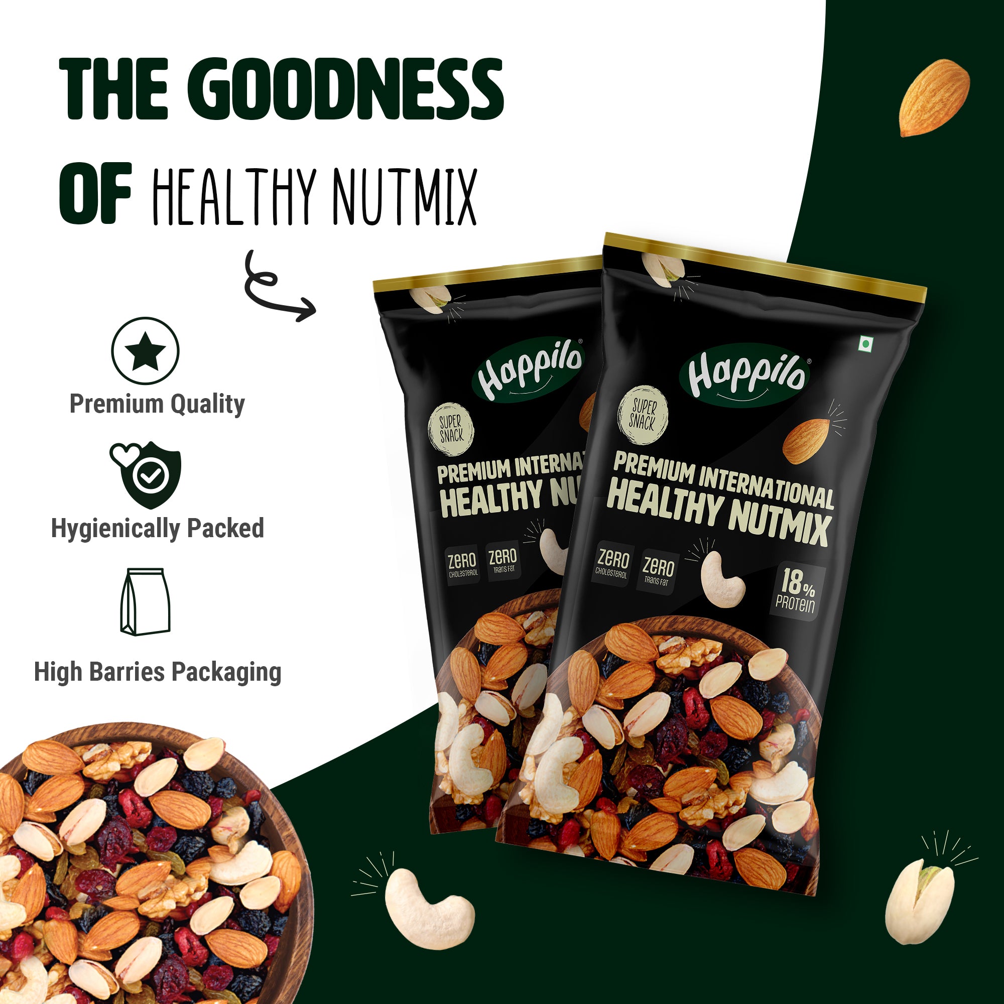 Happilo Smart Snack Healthy Nutmix 15g + 3g (20% Extra)