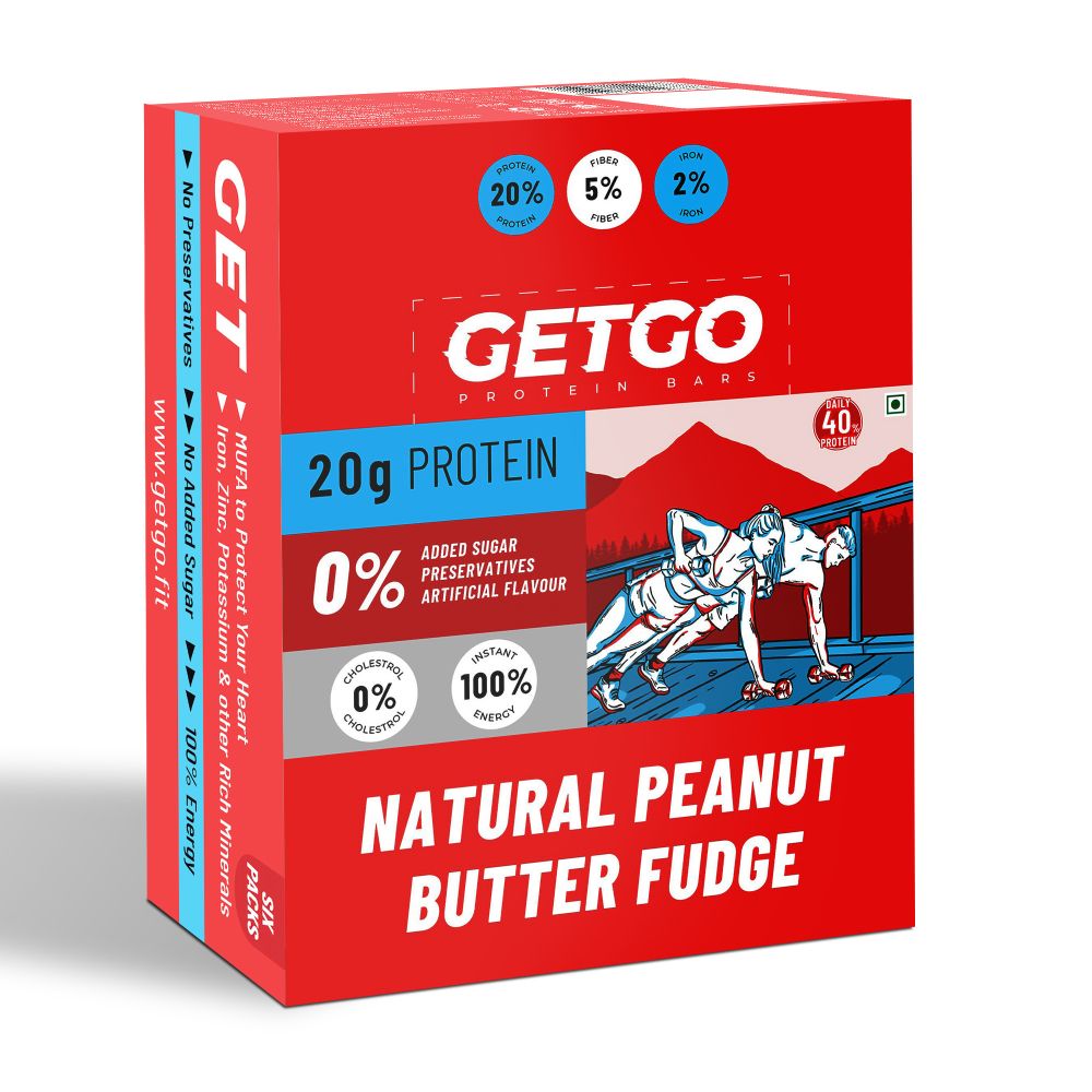 GetGo Natural Peanut Butter Fudge Protein Bar 85g