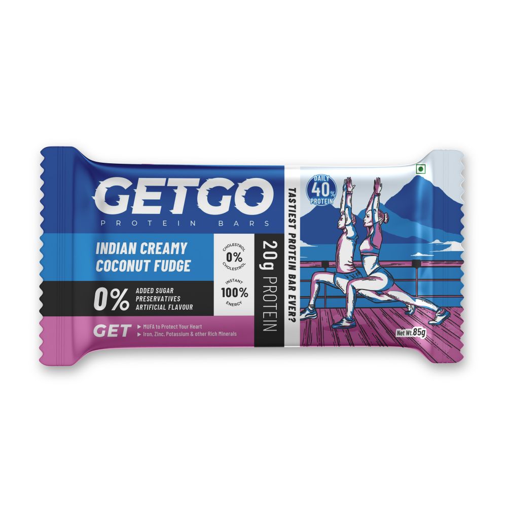 GetGo Protein Bars Assorted 510g (85g each Pack of 6) California Almond Fudge, California Pistachio Fudge, Turkish Hazelnut Cocoa Fudge, Cocoa Almond Fudge, Indian Creamy Coconut Fudge, Natural Peanut Butter Fudge