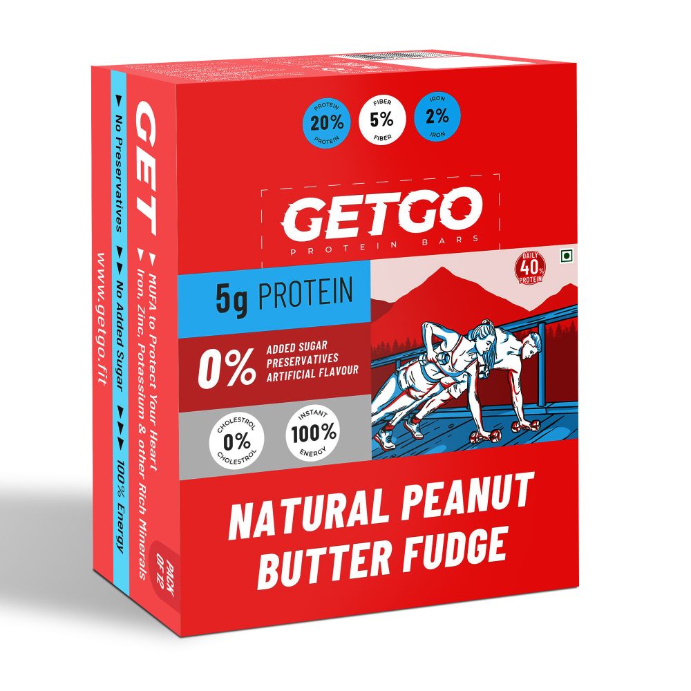 GetGo Natural Peanut Butter Fudge Protein Bar 22g