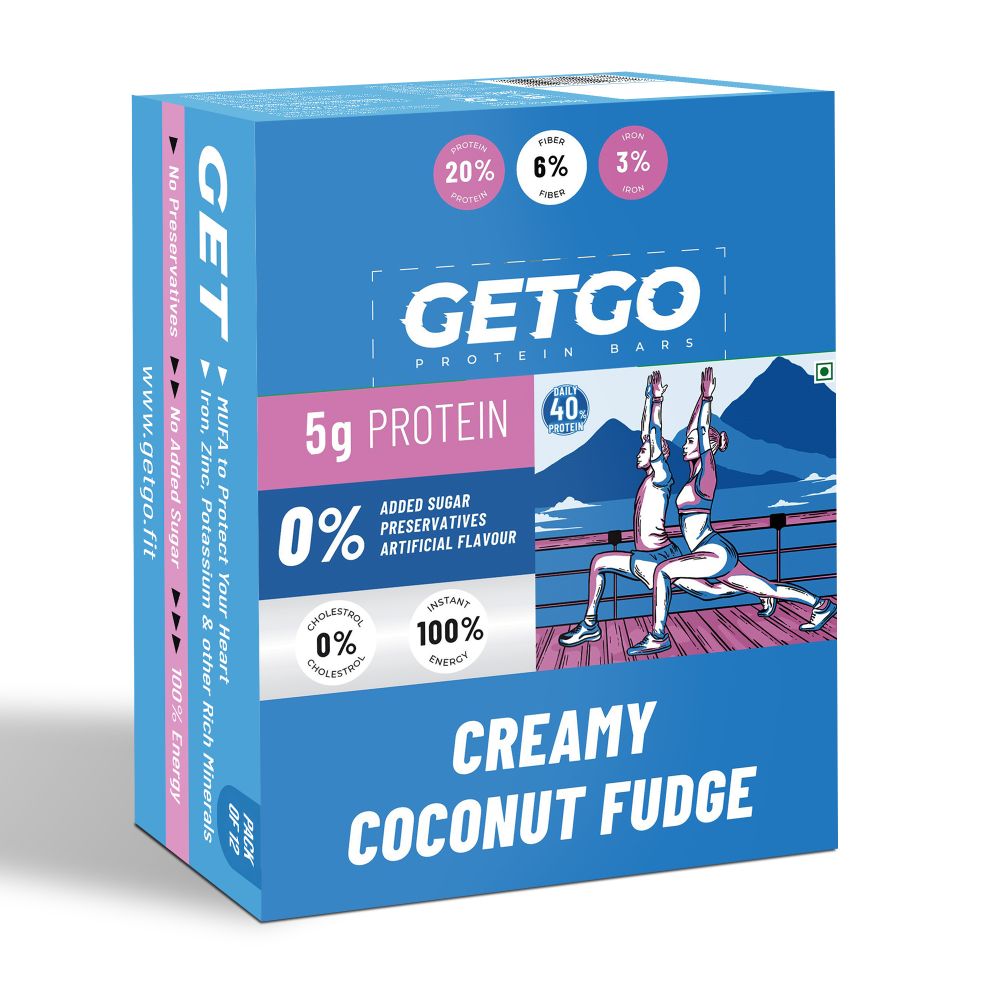 GetGo Indian Creamy Coconut Fudge Protein Bar 22g