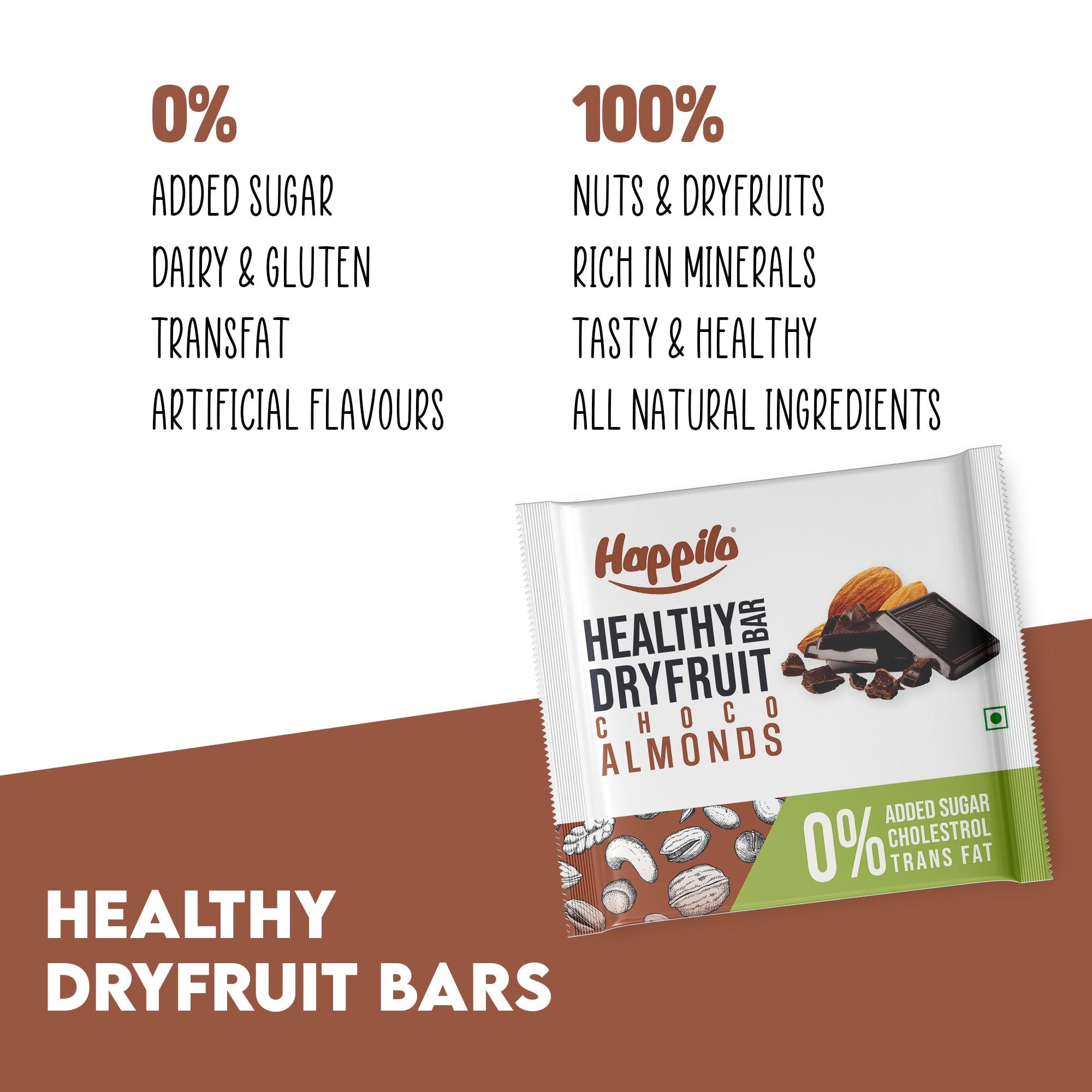 Happilo Dry Fruit Bar Combo 540g (Cranberry Cashew, Rose Almond, Walnut, Pistachios, Choco Almond & Blueberries Each 15g*6pcs)