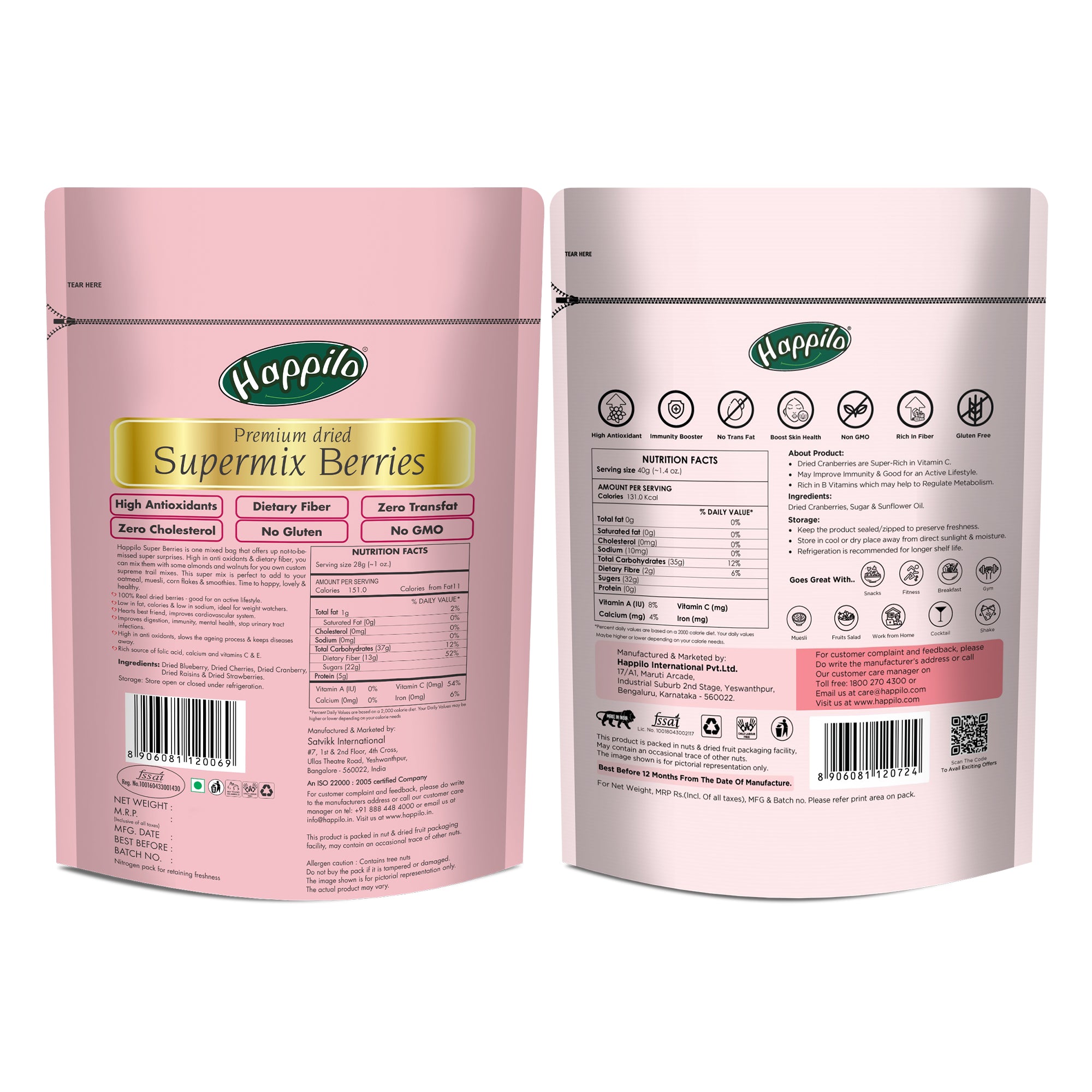 Berries & Mix Combo 300g (Supermix Berries & Sliced Cranberries 150g Each)