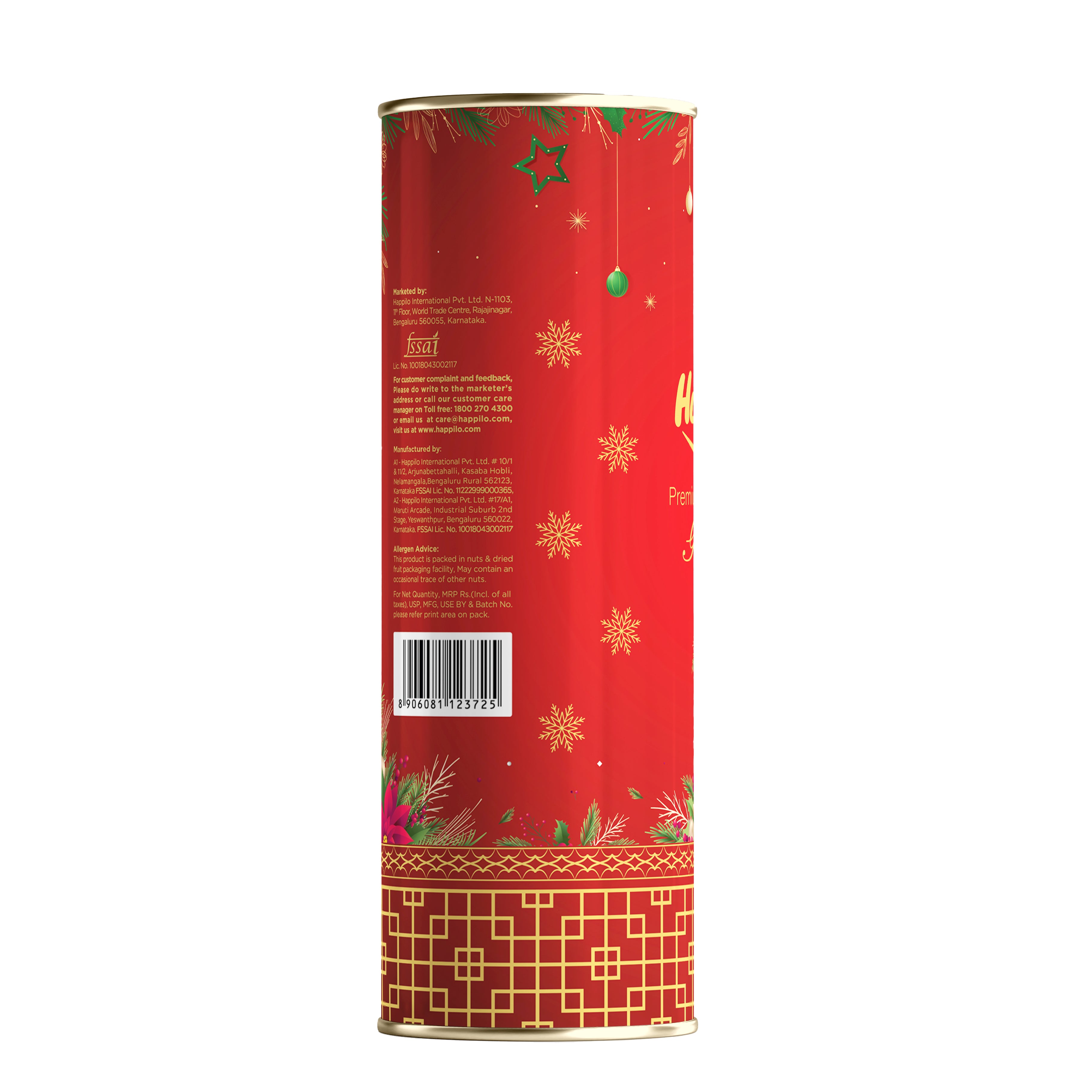 Happilo Xmas Reindeer Gift Box 268g, Christmas Gift Hampers with Roasted Almonds, Almond Brittle and Chickpeas for Friends and Family