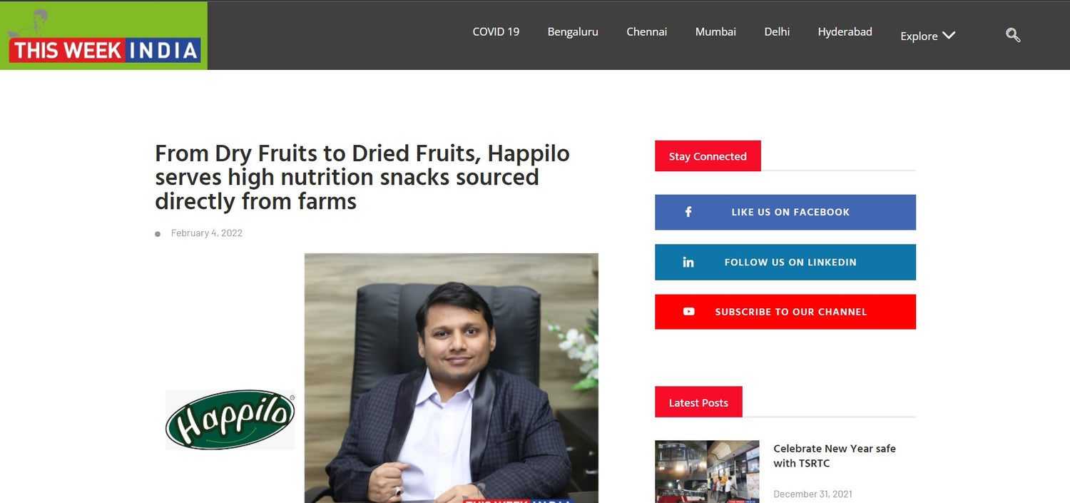 From Dry Fruits to Dried Fruits, Happilo serves high nutrition snacks sourced directly from farms